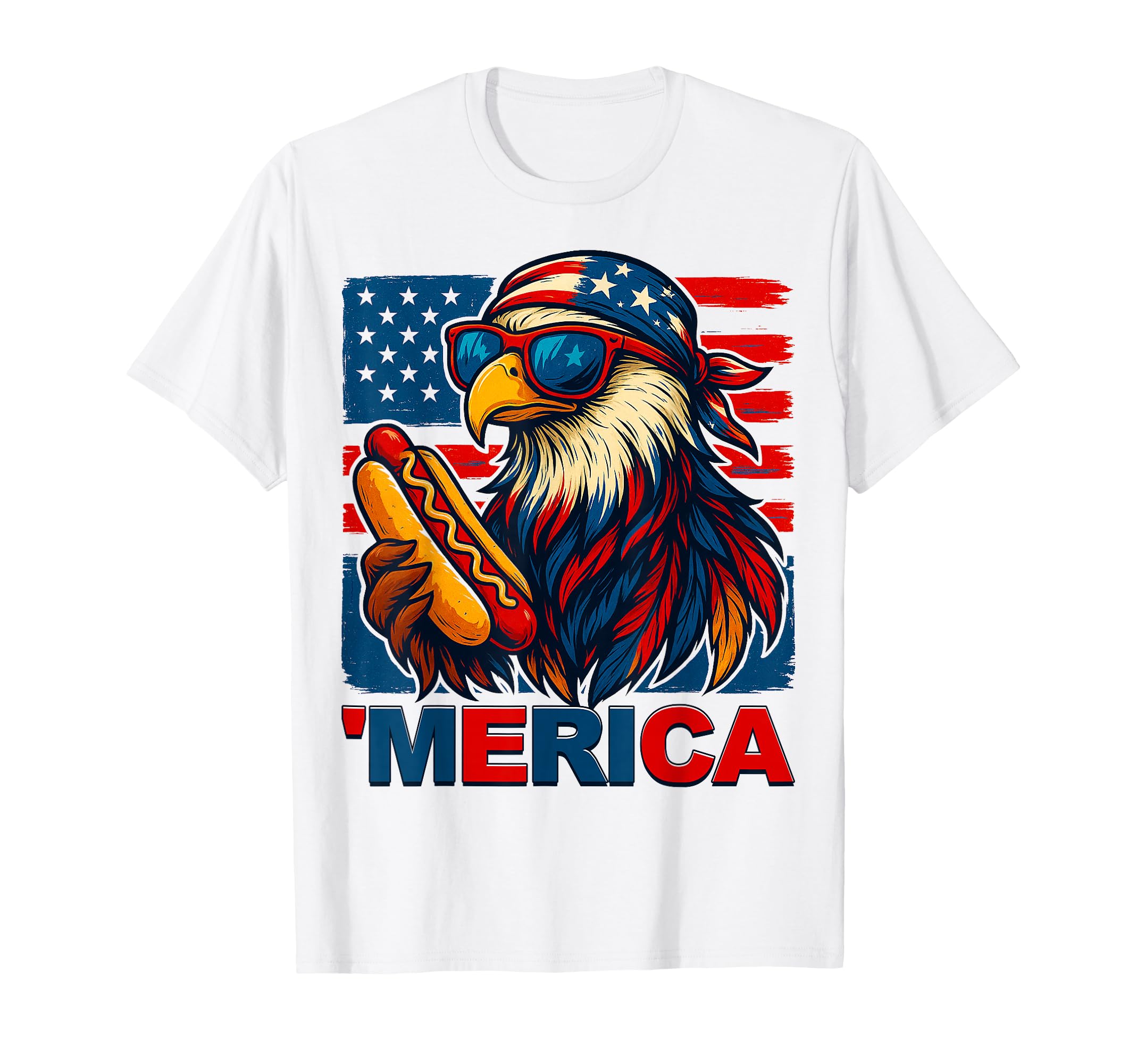 Funny Merica Eagle Hotdog Usa Flag T-Shirt - Minimalist Print Men Women - T-Shirt, Sweatshirt, Hoodie