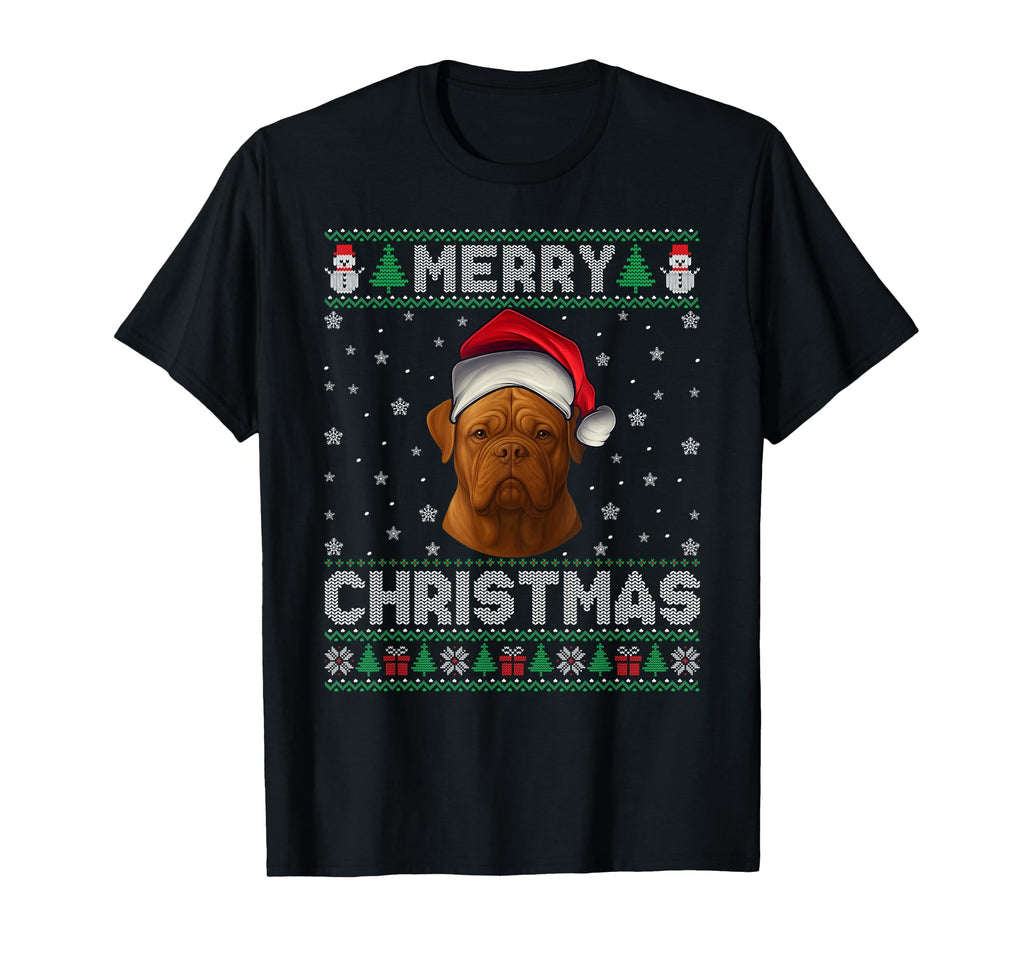 Merry 2025 Dogue De Bordeaux Santa Hat T-Shirt - Aesthetic Graphic Unisex - T-Shirt, Sweatshirt, Hoodie