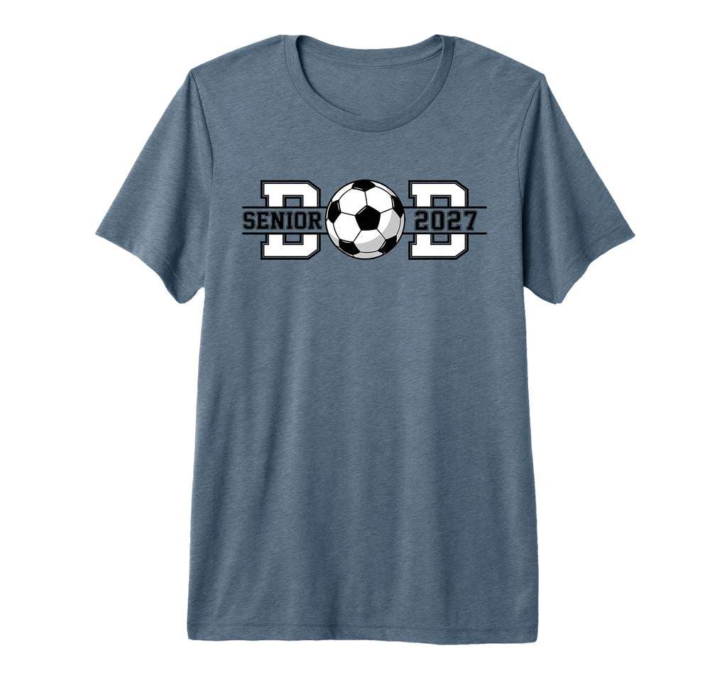 Soccer Senior Dad 2027 Graduate Tri T-Shirt - Unique Graphic for Adults - T-Shirt, Sweatshirt, Hoodie