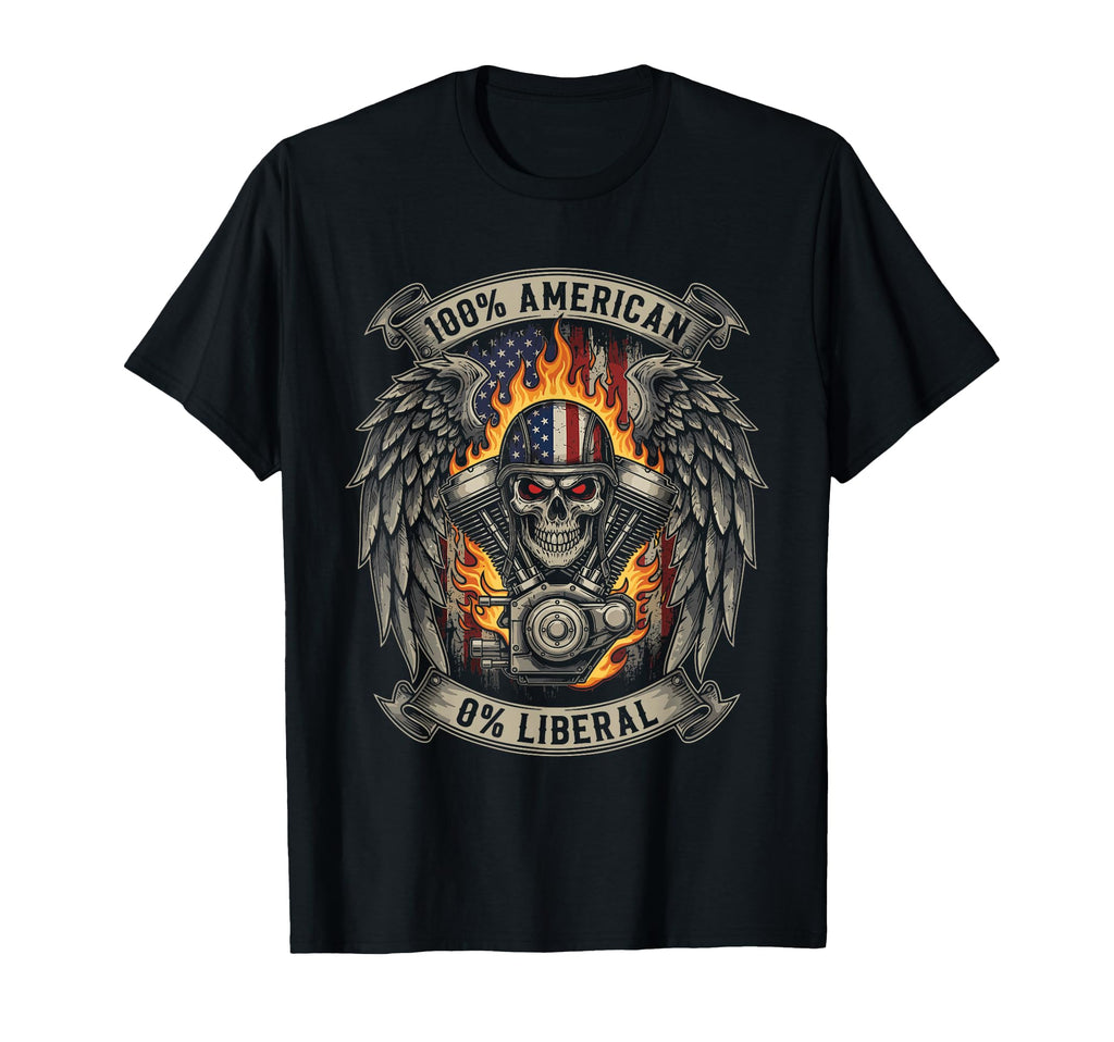 Patriotic Motorcycle Skull Rider Old T-Shirt - Graphic Print for Adults - T-Shirt, Sweatshirt, Hoodie