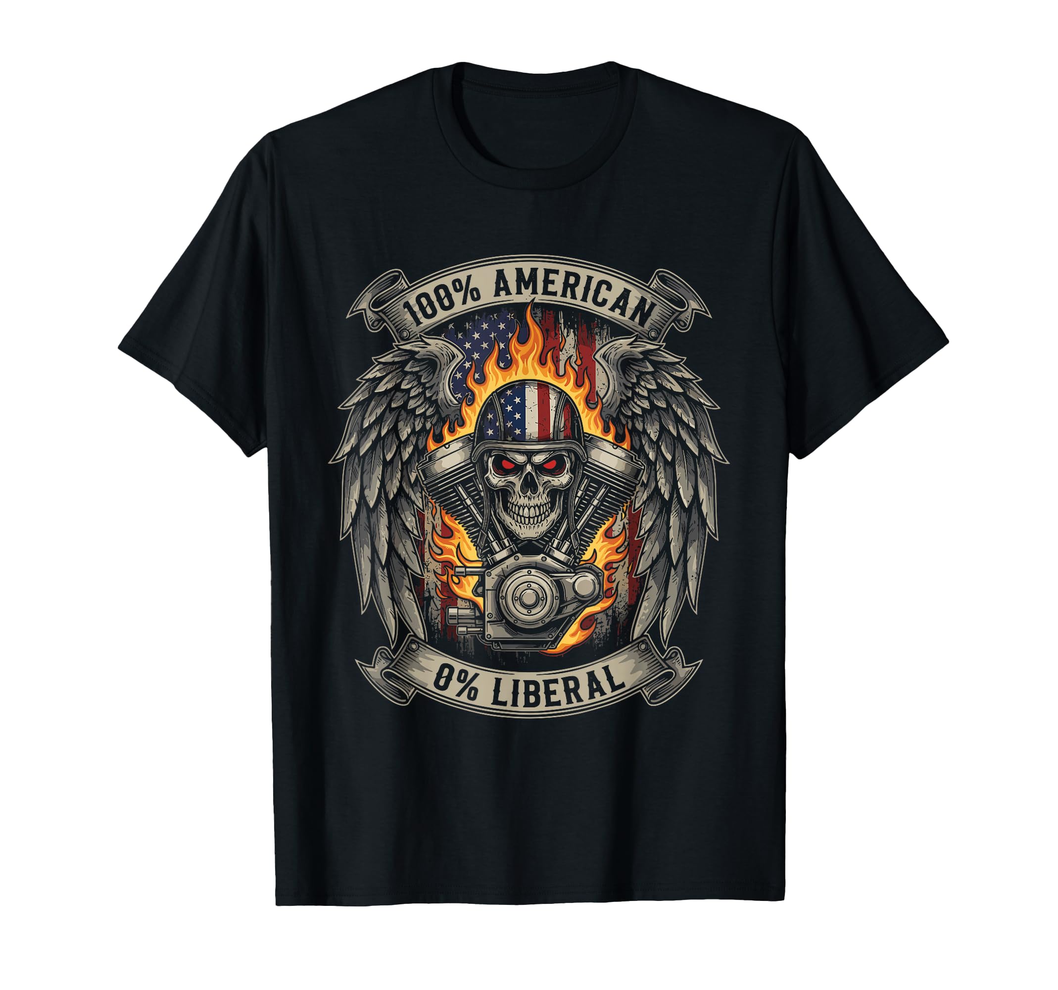 Patriotic Motorcycle Skull Rider Old T-Shirt - Graphic Print for Adults - T-Shirt, Sweatshirt, Hoodie