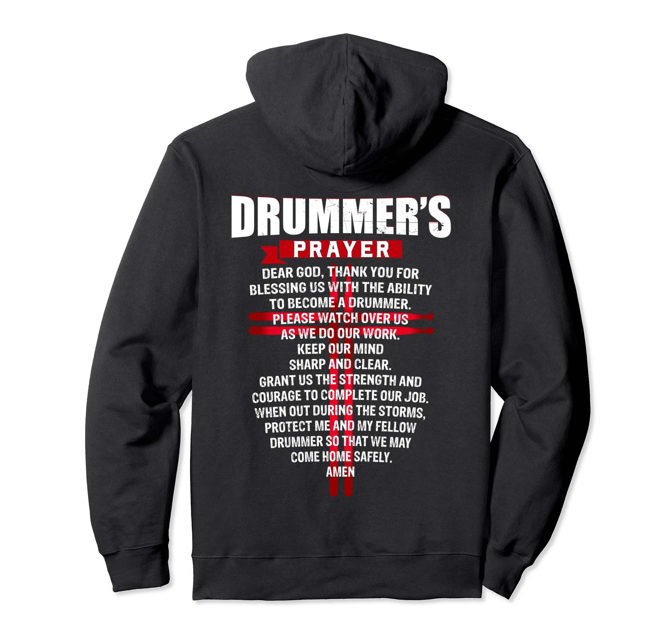 Drummers Prayer Cross Drumsticks Christian Hoodie - Trendy Graphic Unisex - T-Shirt, Sweatshirt, Hoodie