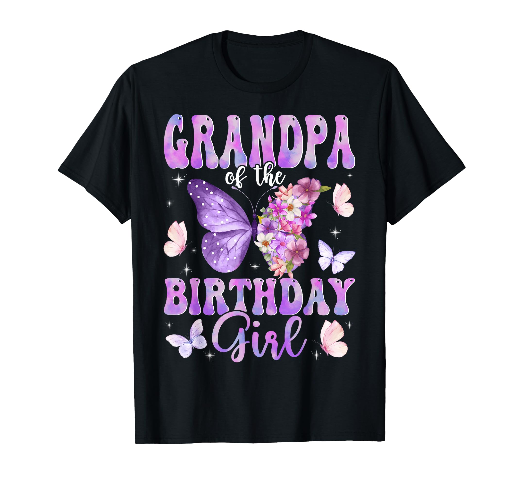 Grandpa Birthday Butterfly Family T-Shirt - Minimalist Print Men Women - T-Shirt, Sweatshirt, Hoodie