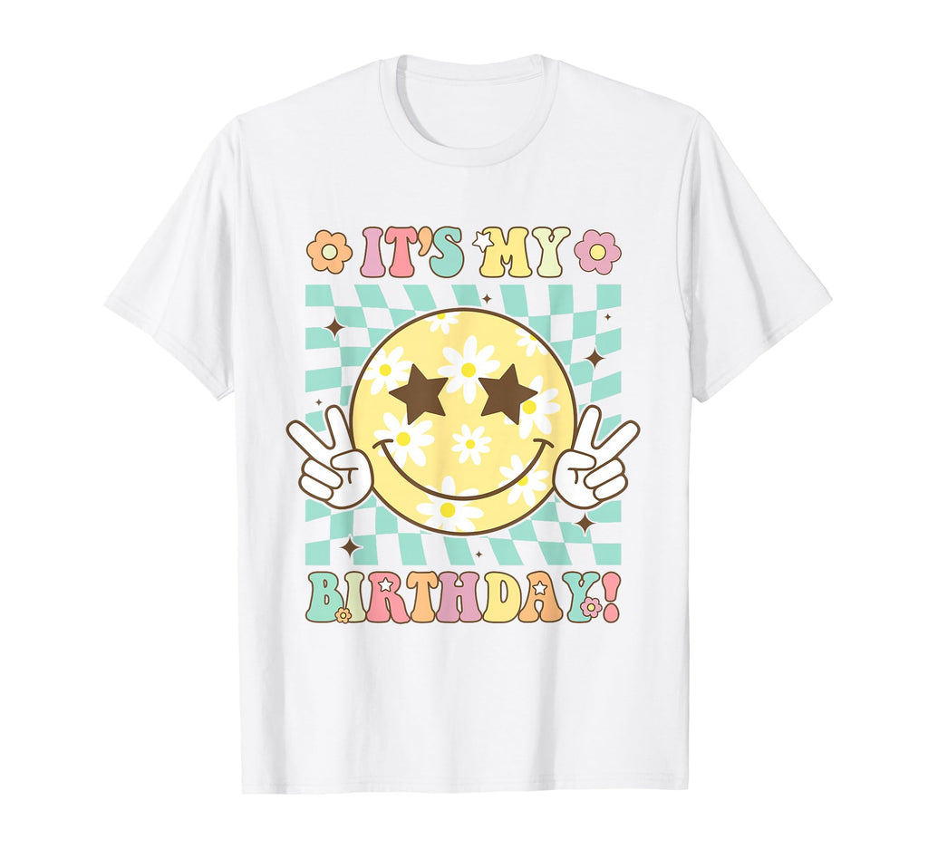 Groovy Its My Birthday Teens Smile Face T-Shirt - Graphic Print for Adults - T-Shirt, Sweatshirt, Hoodie