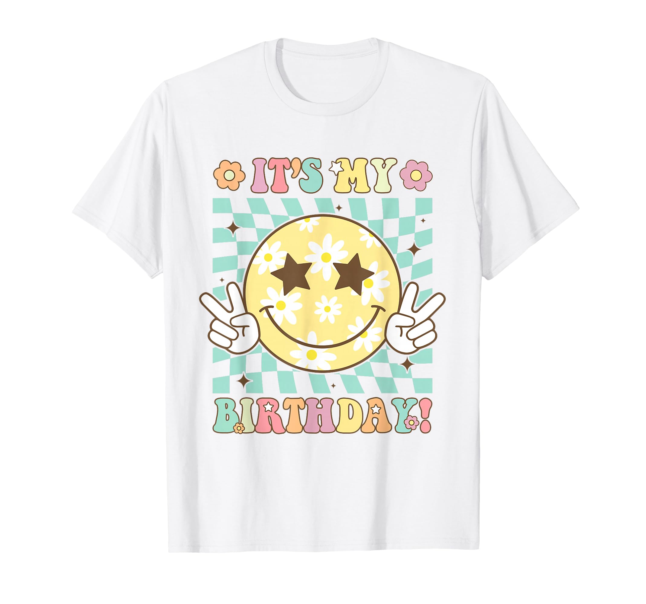 Groovy Its My Birthday Teens Smile Face T-Shirt - Graphic Print for Adults - T-Shirt, Sweatshirt, Hoodie