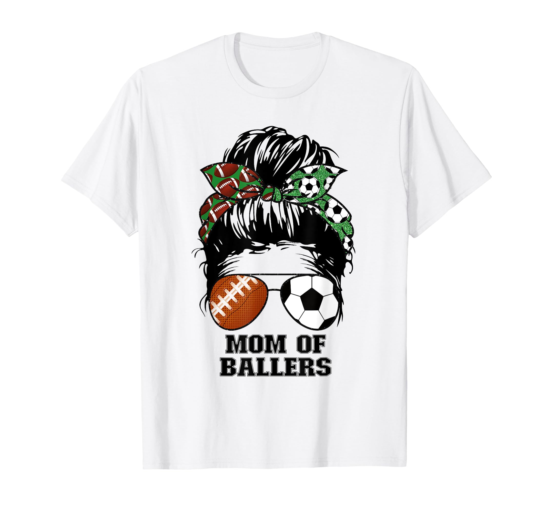 Mom Ballers Messy Bun Football Mom T-Shirt - Minimalist Print for Adults - T-Shirt, Sweatshirt, Hoodie