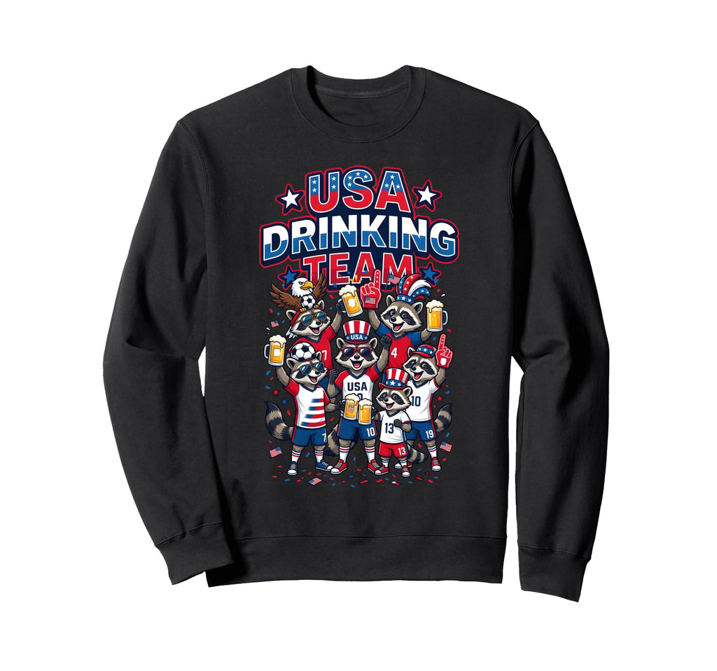 Usa Drinking Team Raccoon Soccer Sweatshirt - Fun Novelty Design Men Women - T-Shirt, Sweatshirt, Hoodie