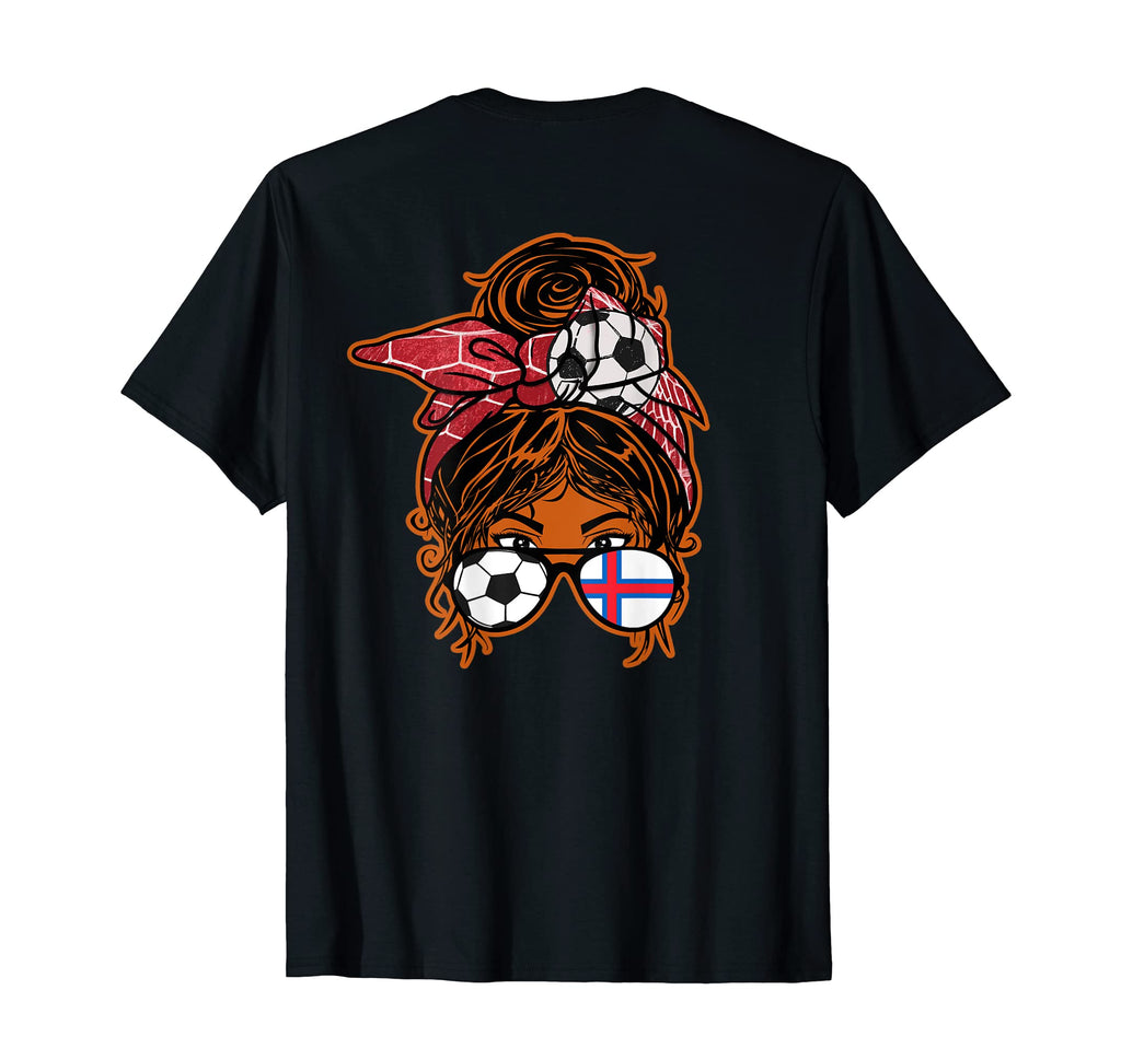 Messy Bun Hair Brown Skin Soccer Faroe T-Shirt - Graphic Print Unisex - T-Shirt, Sweatshirt, Hoodie