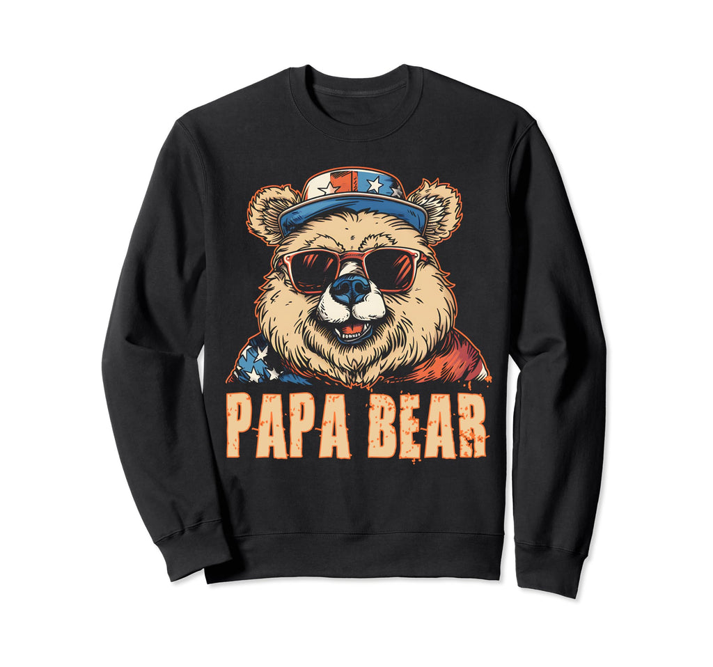 Papa Bear Fathers Day Usa Flag Best Sweatshirt - Custom Art Print Unisex - T-Shirt, Sweatshirt, Hoodie