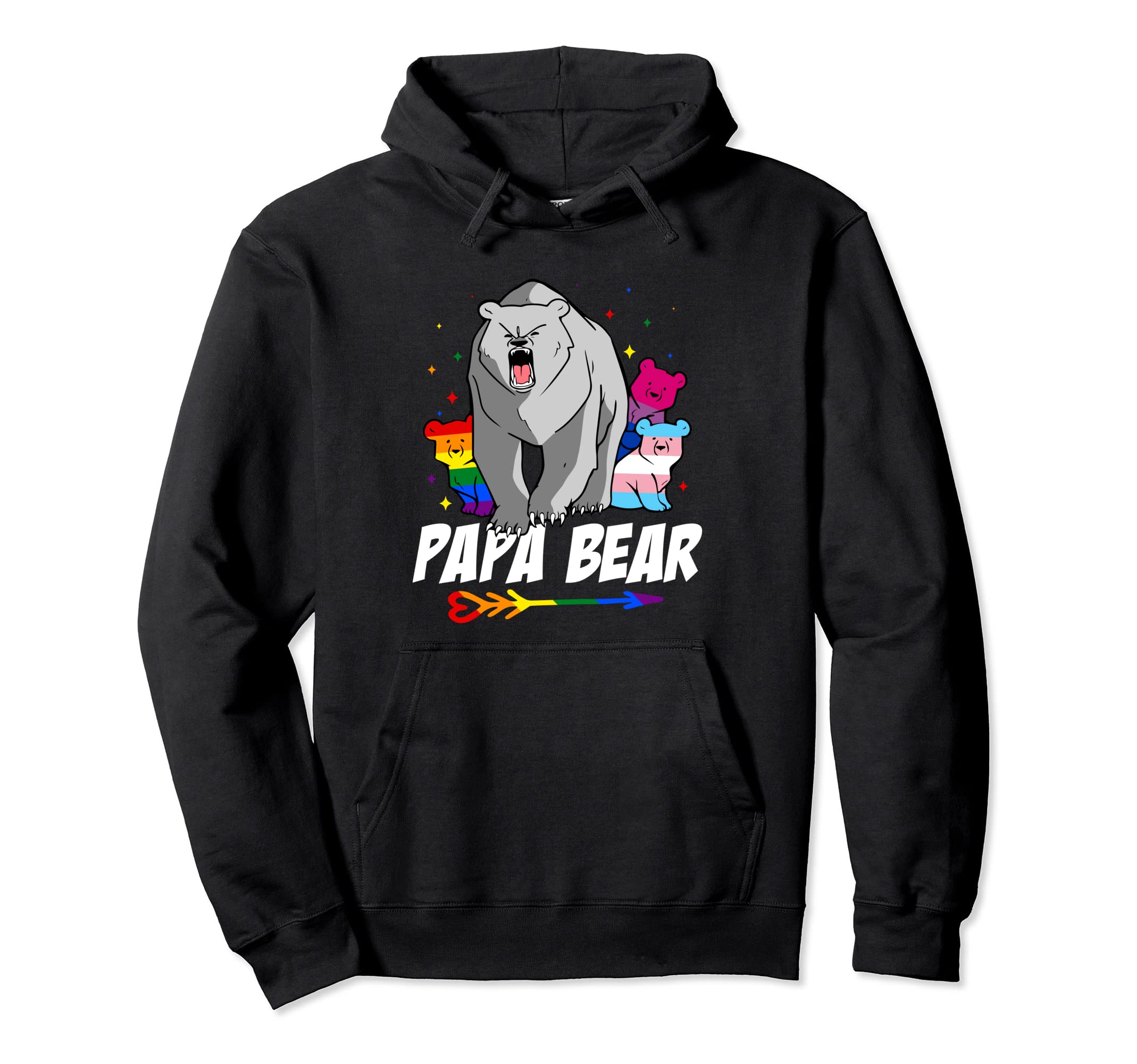 Papa Bear Lgbt Gay Bisexual Trans Pride Hoodie - Graphic Print Unisex - T-Shirt, Sweatshirt, Hoodie