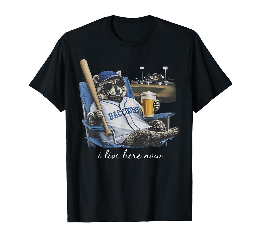 Funny Raccoon Beer Ballfield Baseball T-Shirt - Minimalist Print Men Women - T-Shirt, Sweatshirt, Hoodie