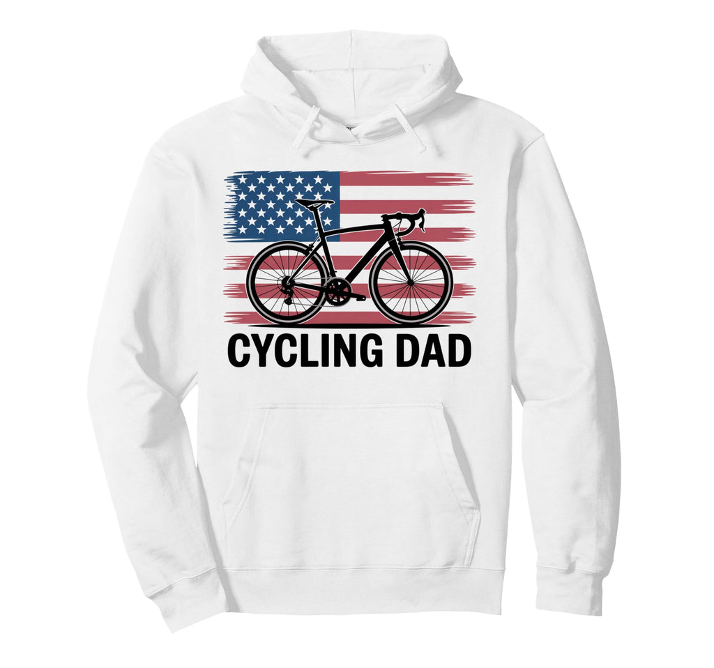Cycling Dad American Flag Road Bike Hoodie - Fun Novelty Design Unisex - T-Shirt, Sweatshirt, Hoodie