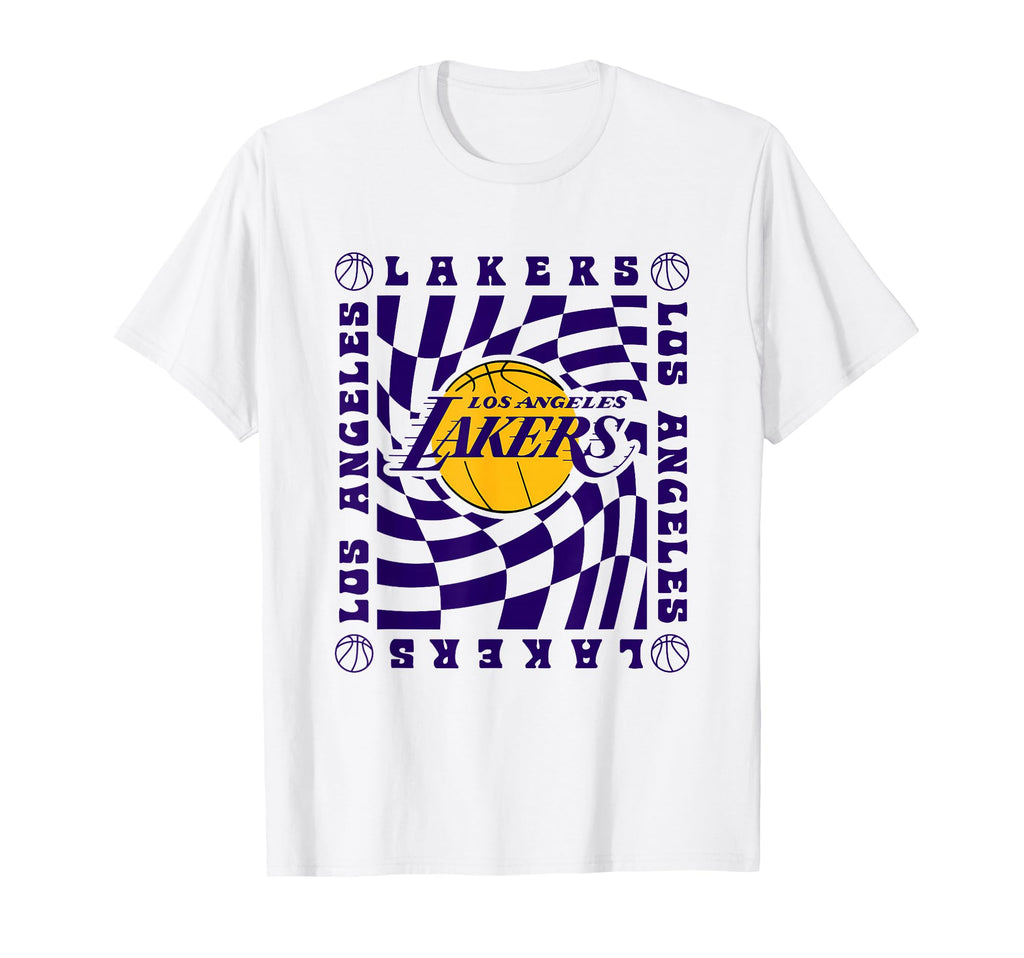 Nba Los Angeles Lakers Checkerboard Wave T-Shirt - Minimalist Print Unisex - T-Shirt, Sweatshirt, Hoodie