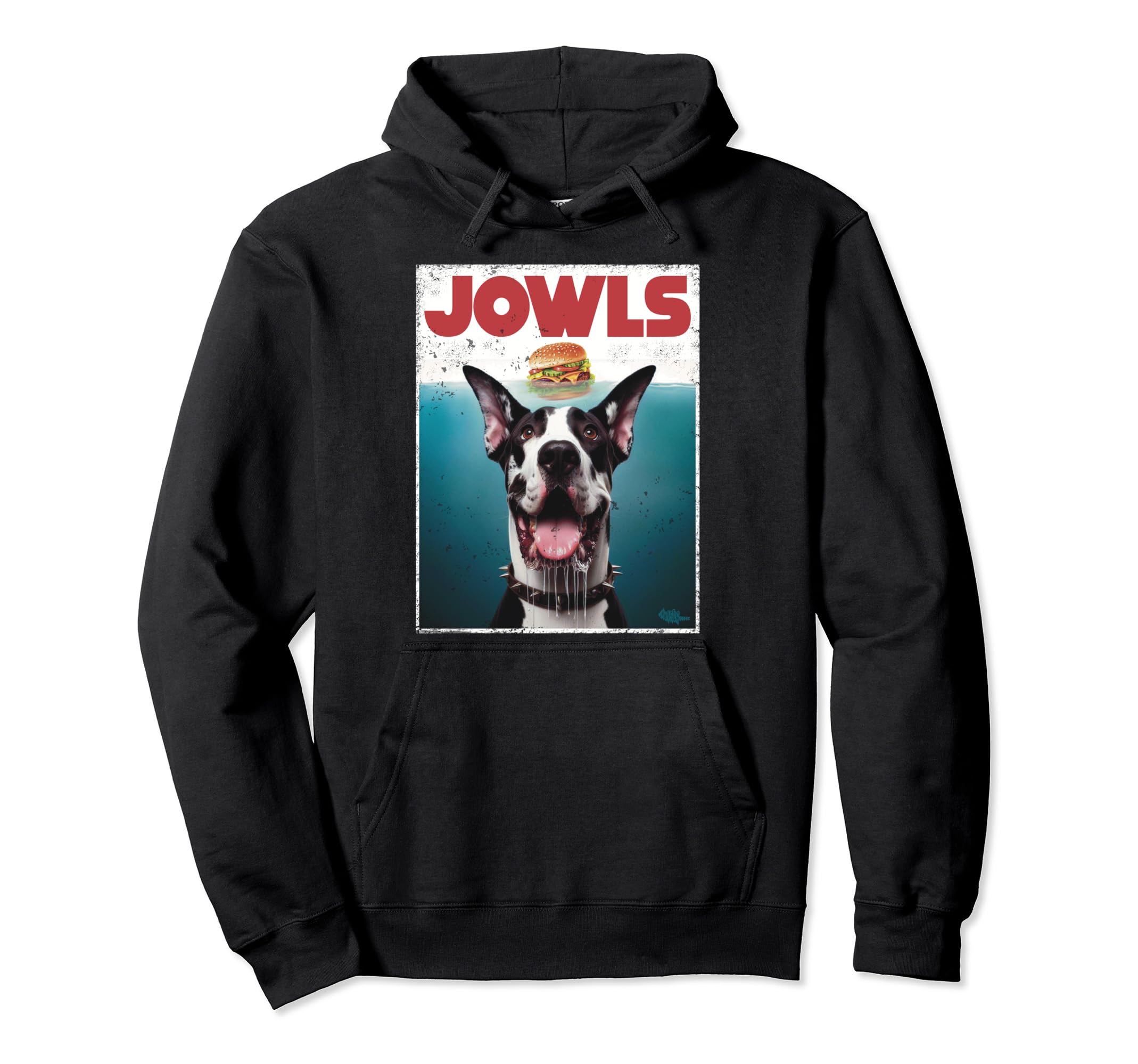 Funny Harlequin Jowls Cropped Great Dane Hoodie - Graphic Print for Adults - T-Shirt, Sweatshirt, Hoodie