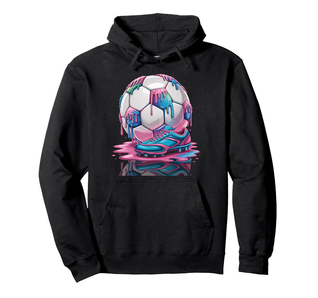 Soccer Ball Drip Ice Cream Drip Hoodie - Fun Novelty Design for Adults - T-Shirt, Sweatshirt, Hoodie