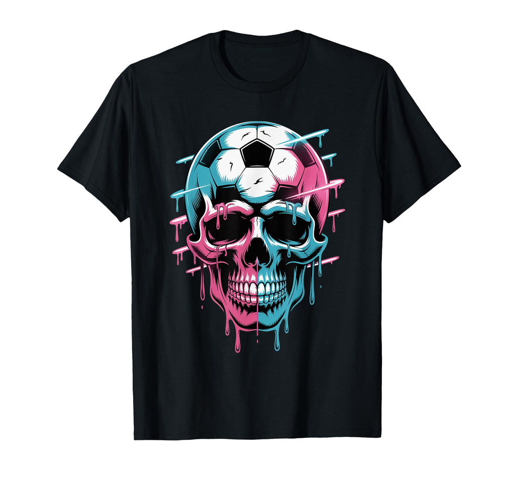 Skeleton Soccer Ice Cream Drip T-Shirt - Casual Everyday Wear Men Women - T-Shirt, Sweatshirt, Hoodie