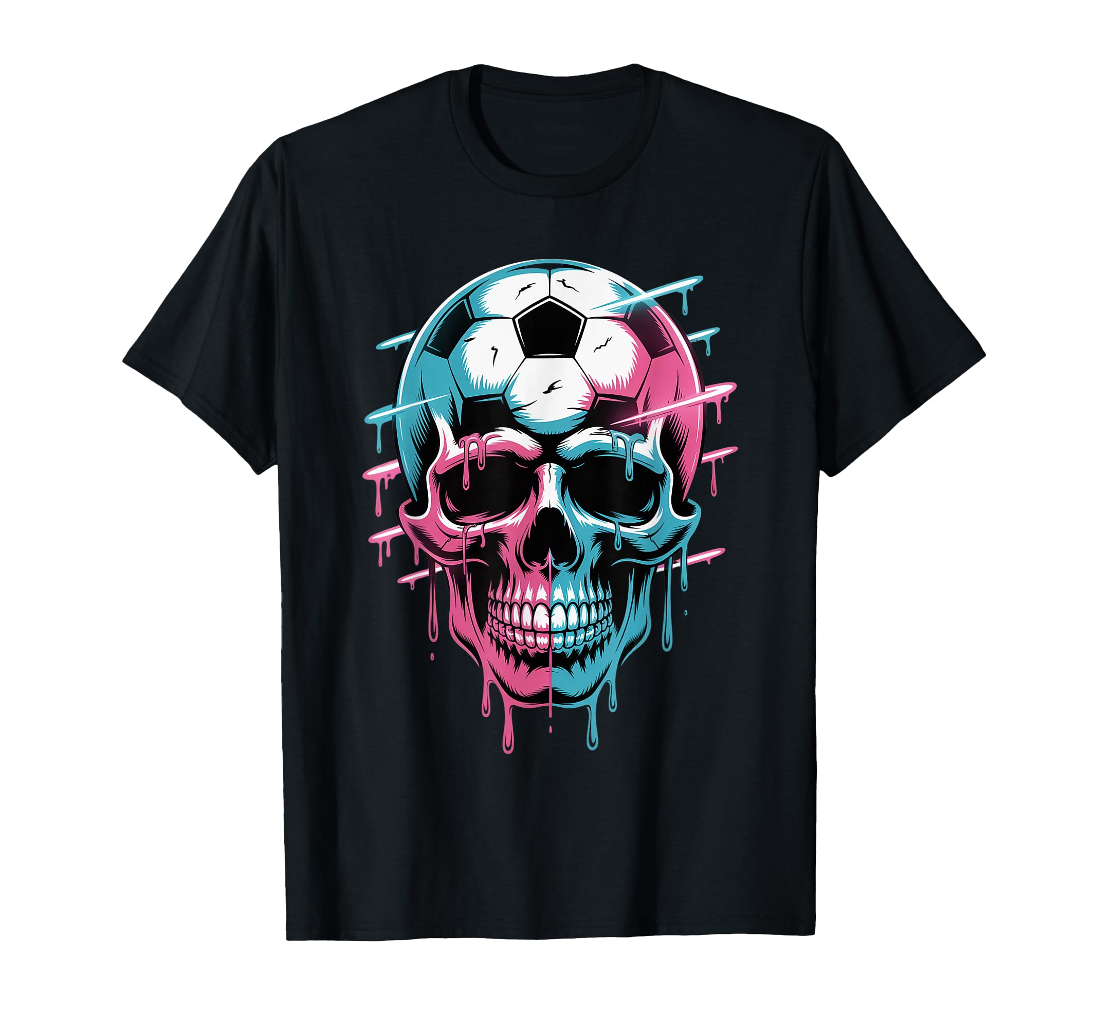 Skeleton Soccer Ice Cream Drip T-Shirt - Casual Everyday Wear Men Women - T-Shirt, Sweatshirt, Hoodie