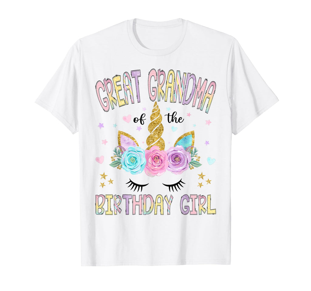 Great Grandma Birthday Unicorn Floral T-Shirt - Aesthetic Graphic Unisex - T-Shirt, Sweatshirt, Hoodie