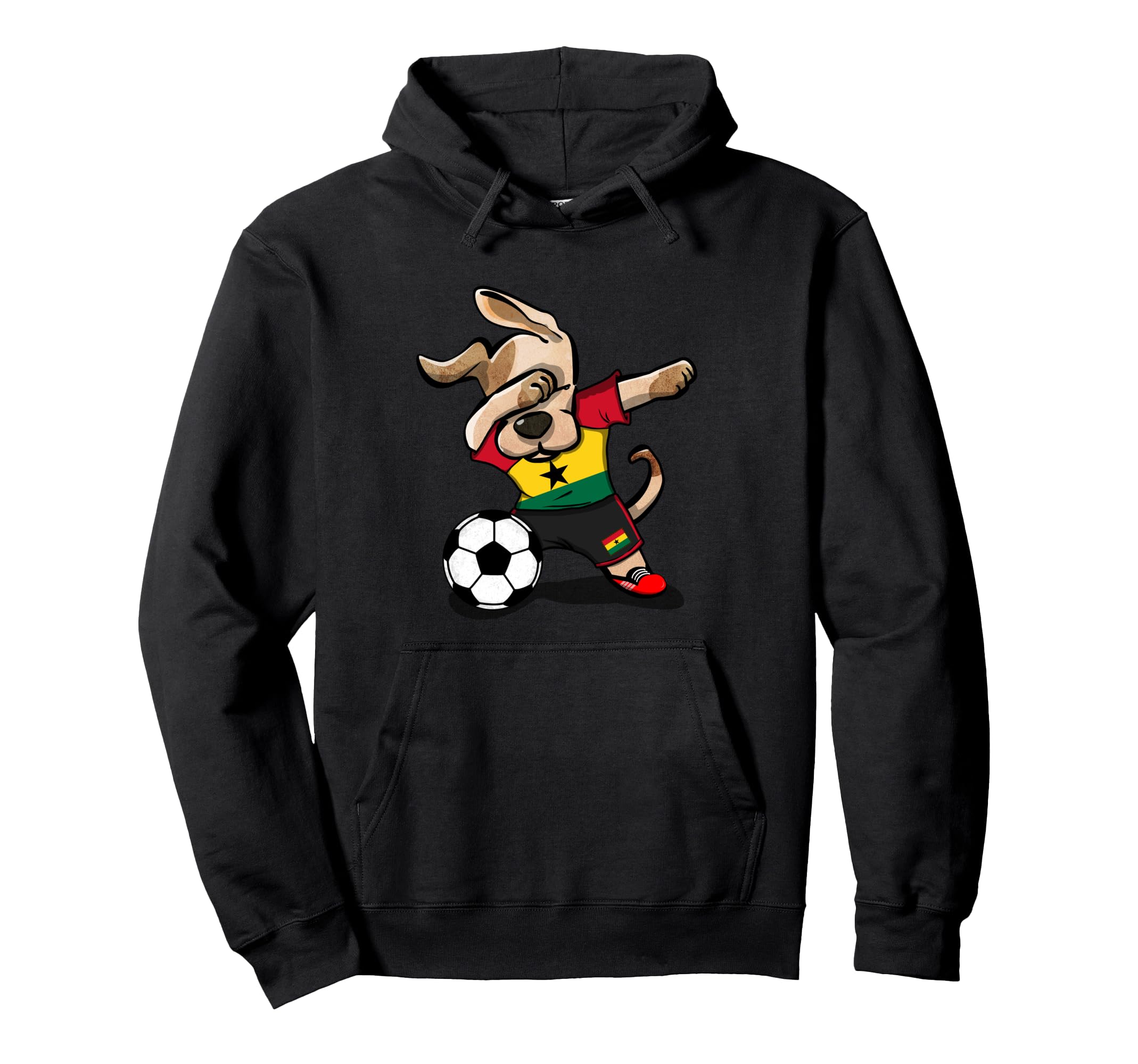 Dabbing Dog Ghana Soccer Fans Jersey Hoodie - Aesthetic Graphic Unisex - T-Shirt, Sweatshirt, Hoodie