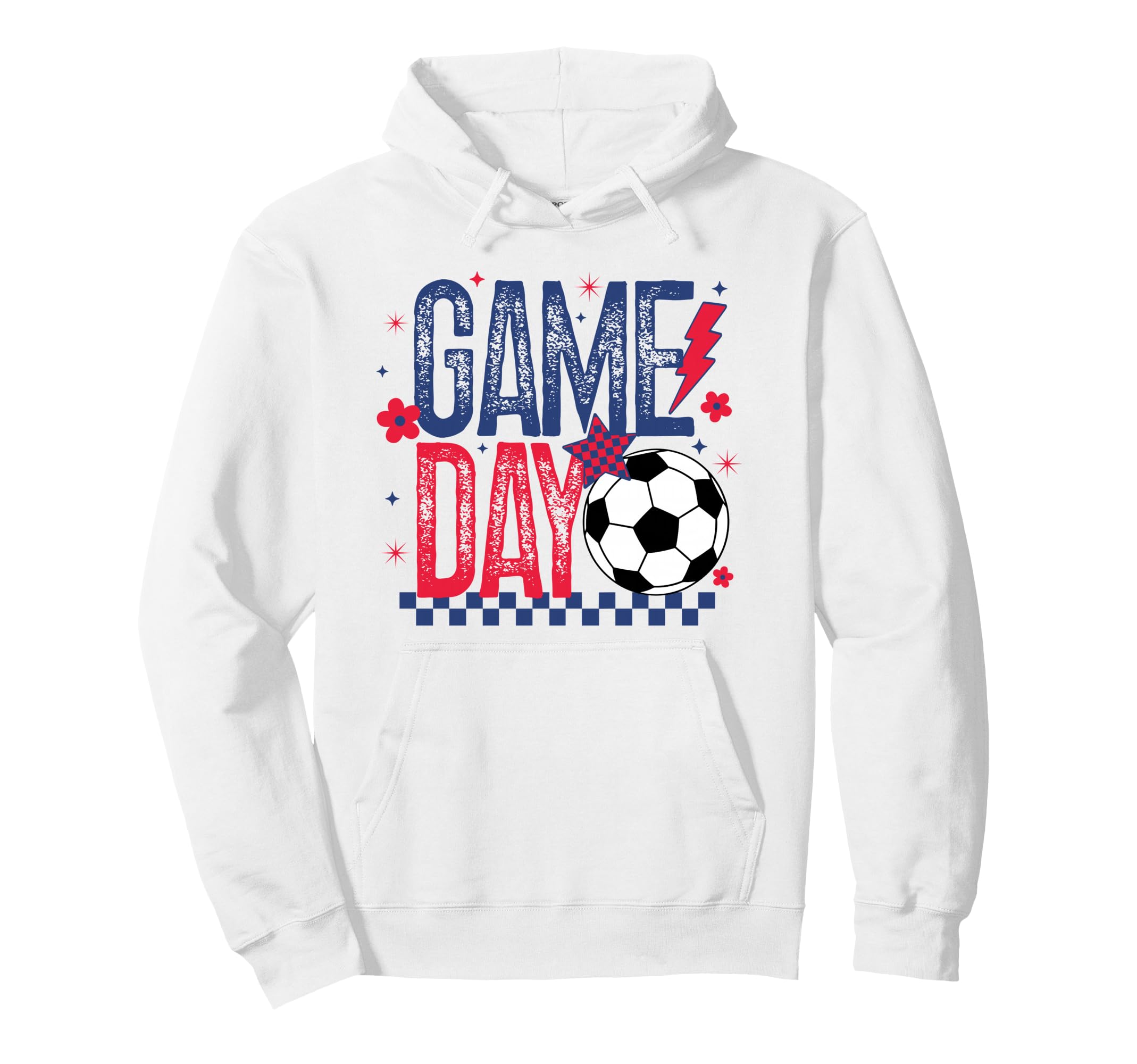 Game Day Soccer Season Blue Red Checkered Hoodie - Minimalist Print Unisex - T-Shirt, Sweatshirt, Hoodie