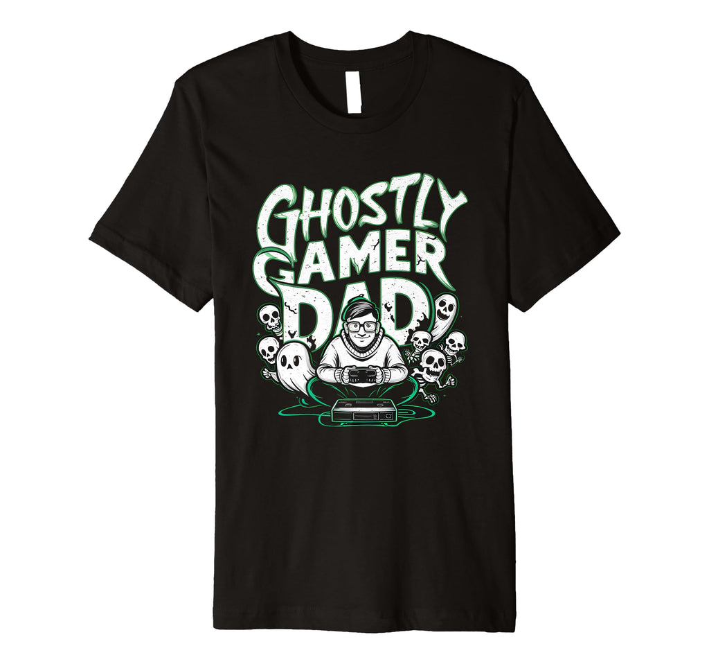 Halloween Ghostly Gamer Dad T-Shirt - Novelty Apparel for Adults - T-Shirt, Sweatshirt, Hoodie