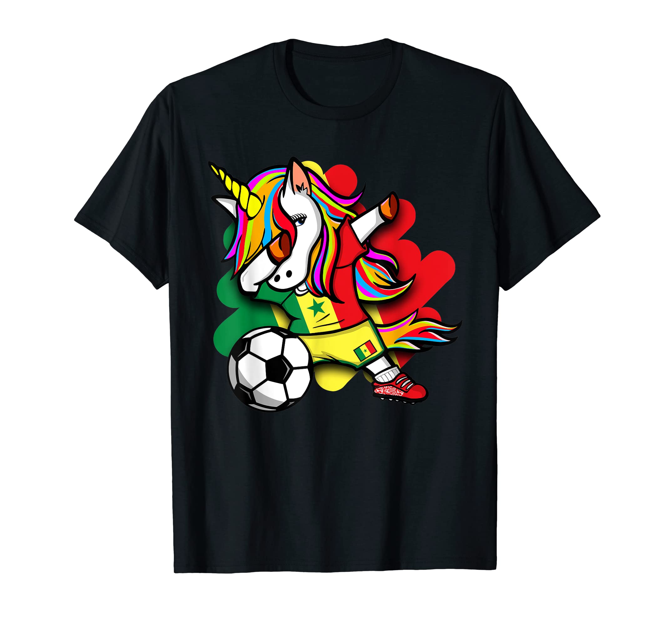 Dabbing Unicorn Senegal Soccer Fans Jersey T-Shirt - Graphic Print Unisex - T-Shirt, Sweatshirt, Hoodie