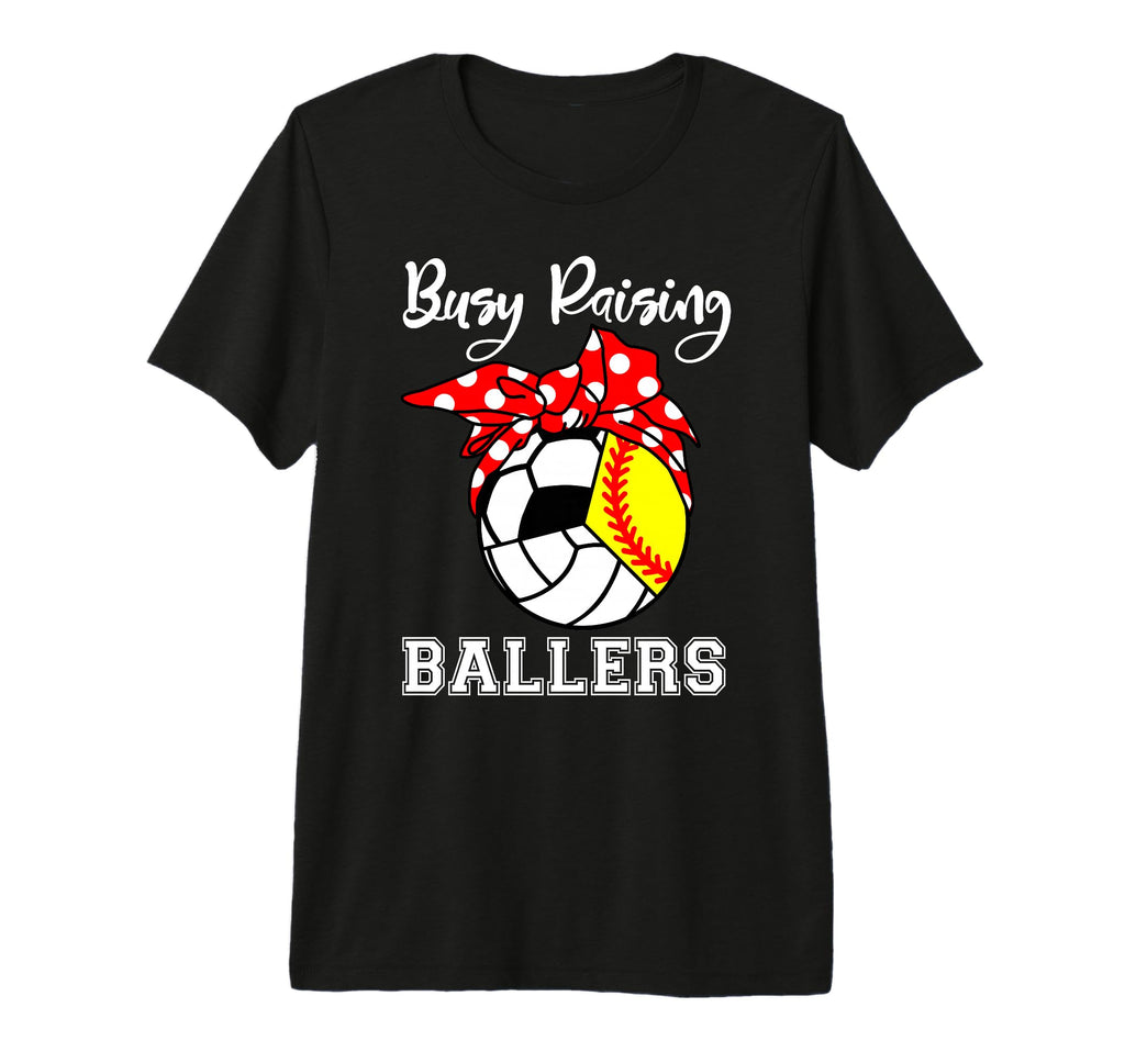 Busy Raising Ballers Funny Softball T-Shirt - Minimalist Print Unisex - T-Shirt, Sweatshirt, Hoodie