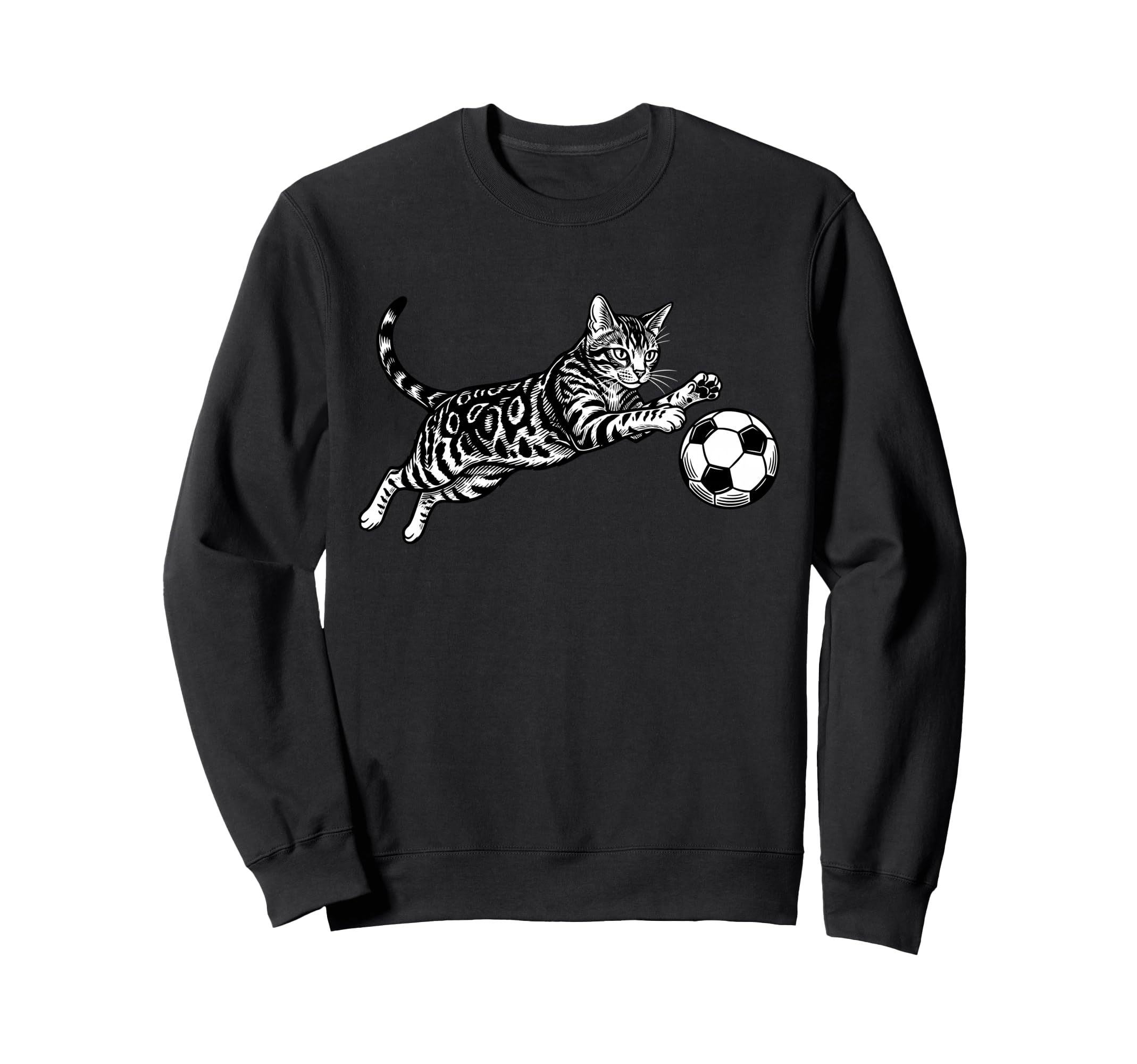 Soccer Cat Playing Ball Funny Sweatshirt - Casual Everyday Wear for Adults - T-Shirt, Sweatshirt, Hoodie