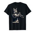 Cat Playing Trumpet Musician Music T-Shirt - Minimalist Print for Adults - T-Shirt, Sweatshirt, Hoodie