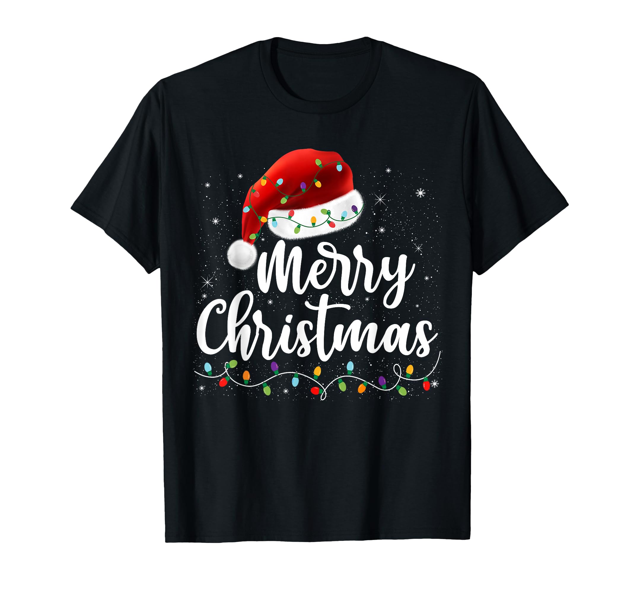 Merry Lights Santa Hat Family T-Shirt - Fun Novelty Design for Adults - T-Shirt, Sweatshirt, Hoodie