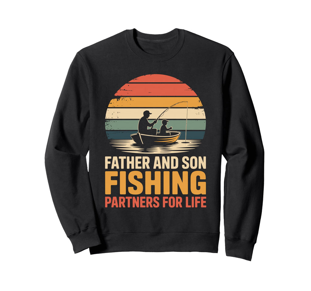 Sunset Fishing Dad And Son Fishing Sweatshirt - Streetwear Style Men Women - T-Shirt, Sweatshirt, Hoodie