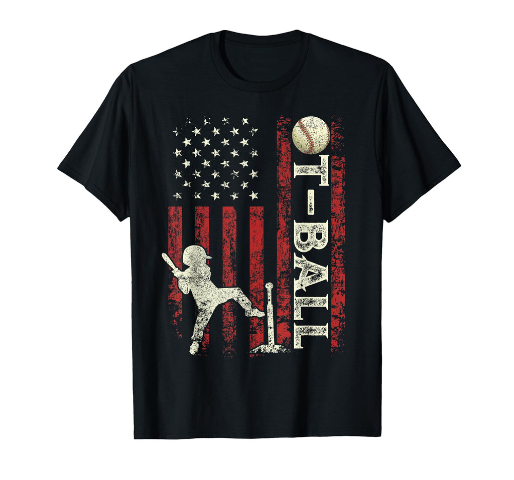T Ball American Us Flag Gifts Dad Son T-Shirt - Minimalist Print Unisex - T-Shirt, Sweatshirt, Hoodie