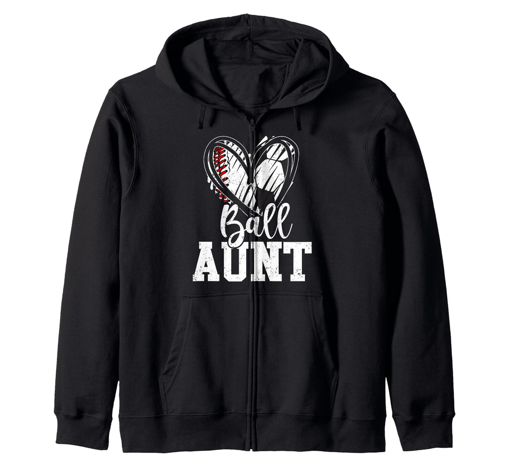 Ball Aunt Heart Baseball Soccer Sweatshirt - Custom Art Print for Adults - T-Shirt, Sweatshirt, Hoodie