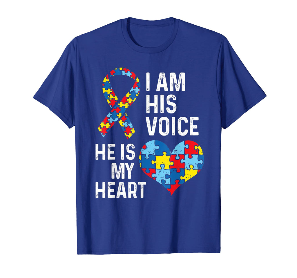 I Am His Voice Ribbon Heart Autism T-Shirt - Graphic Print Unisex - T-Shirt, Sweatshirt, Hoodie