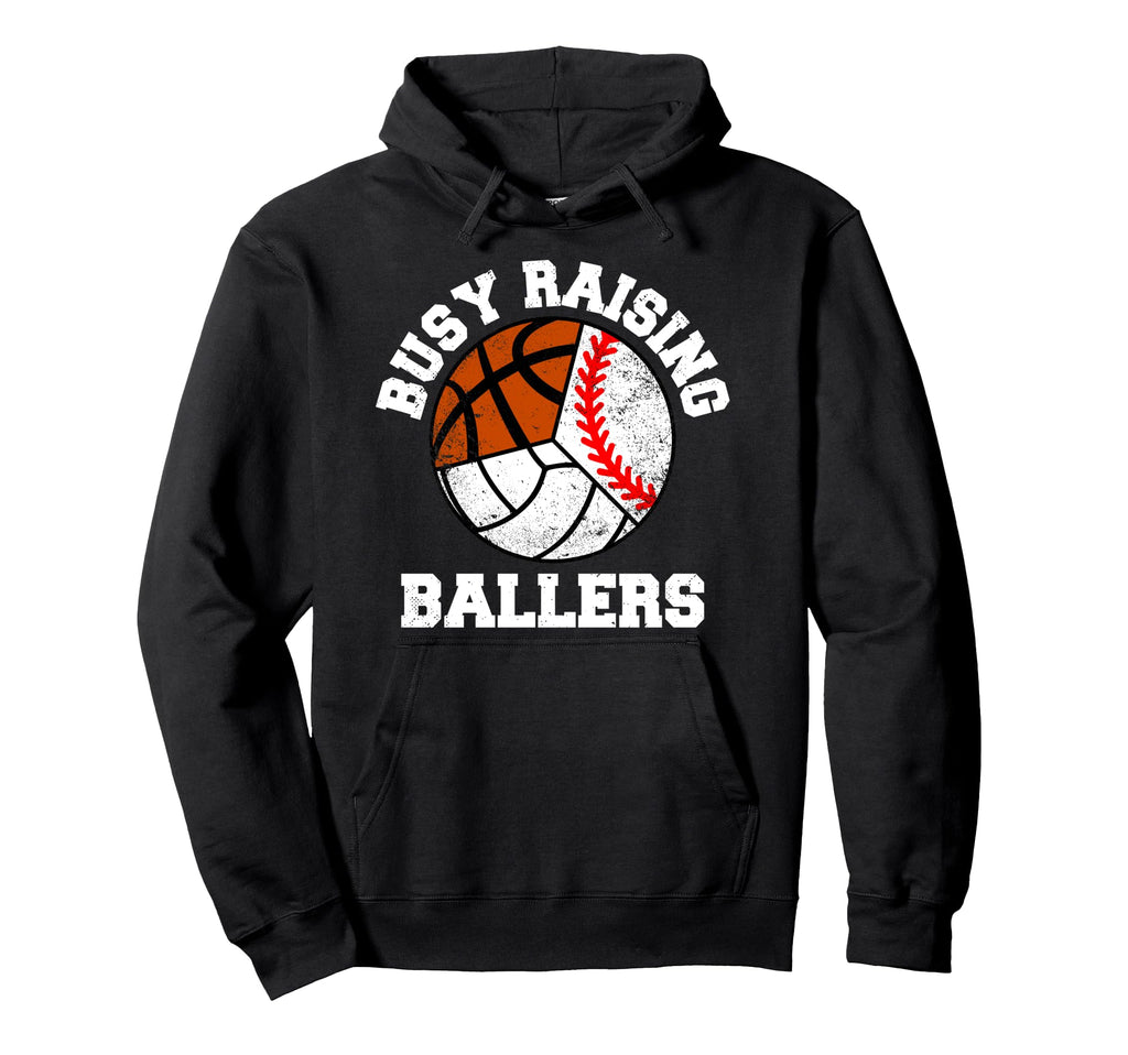 Busy Raising Ballers Baseball Hoodie - Minimalist Print Men Women - T-Shirt, Sweatshirt, Hoodie
