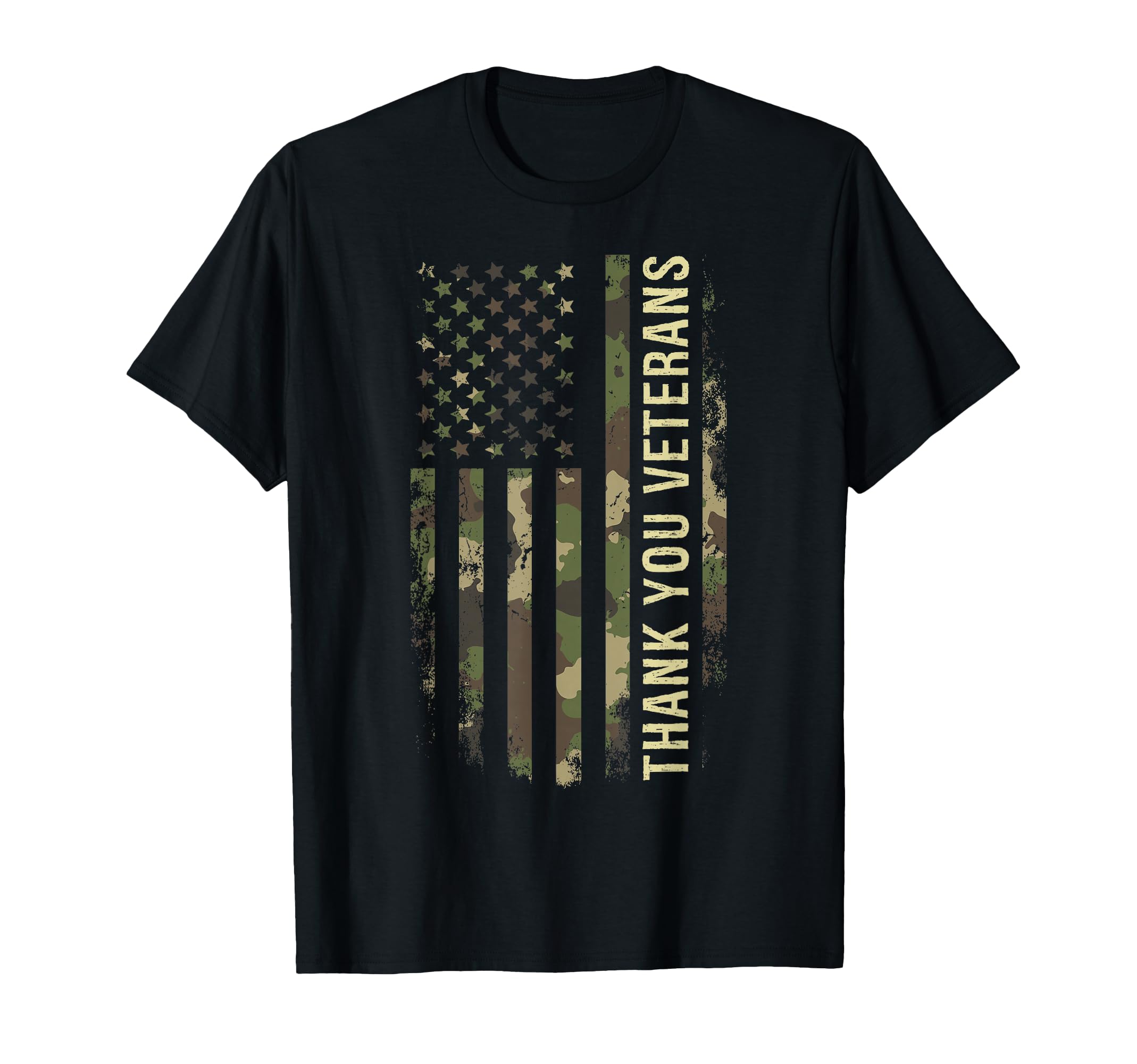 Thank You Veterans Camouflage American Flag T-Shirt - Unique Graphic Unisex - T-Shirt, Sweatshirt, Hoodie