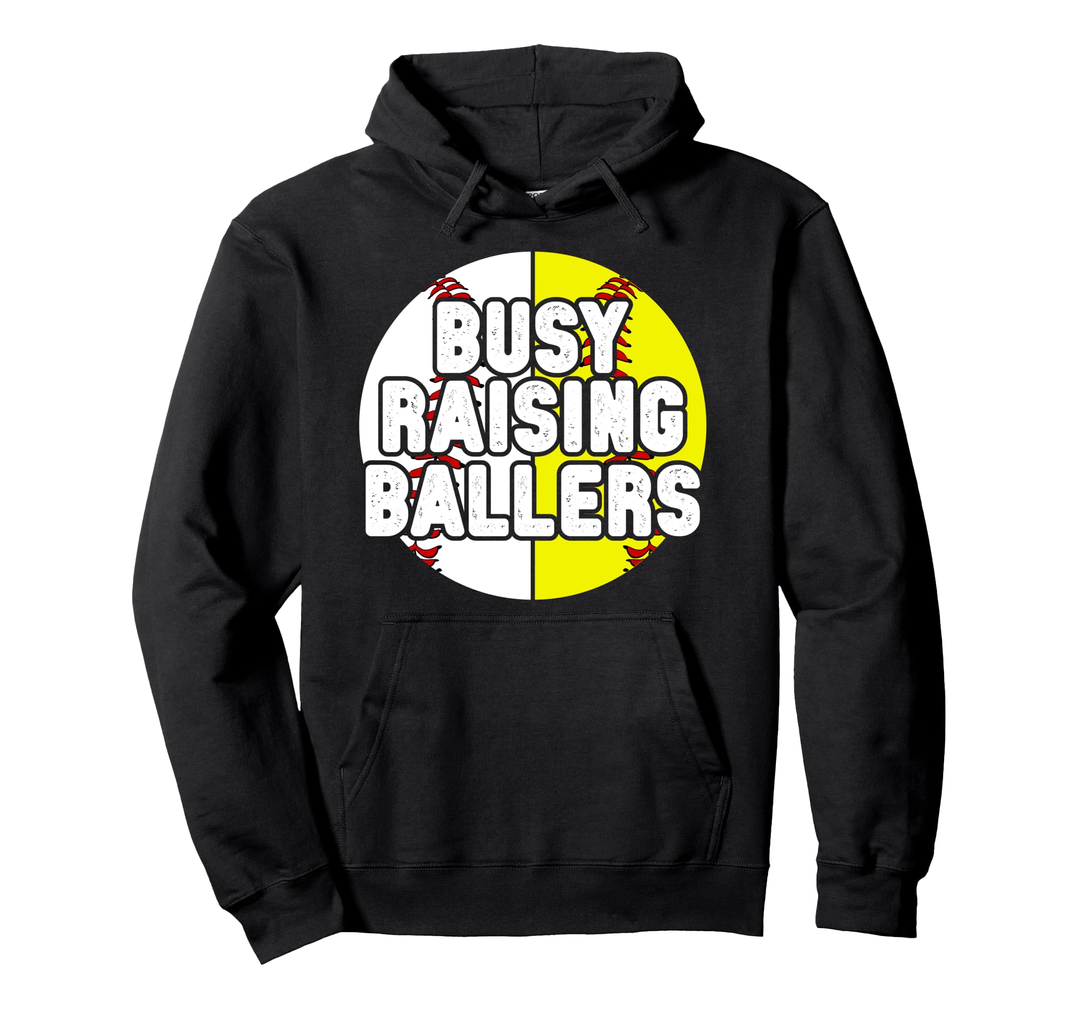 Busy Raising Ballers Softball Baseball Hoodie - Minimalist Print Unisex - T-Shirt, Sweatshirt, Hoodie