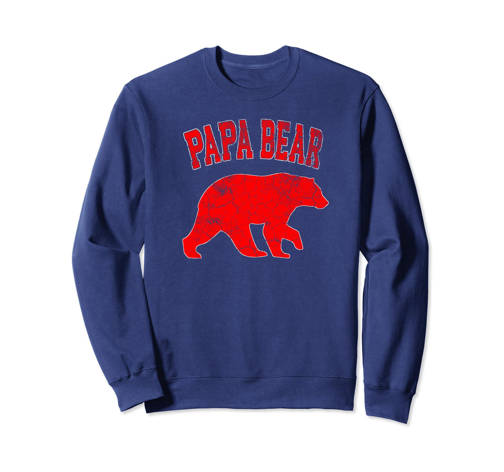 Papa Bear Red Navy Blue Father Sweatshirt - Unique Graphic for Adults - T-Shirt, Sweatshirt, Hoodie