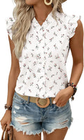 Womens 2026 Floral Chiffon Blouses V Neck Ruffle - Adult & Kids T-Shirts, Sweatshirts & Hoodies apparel design preview 1