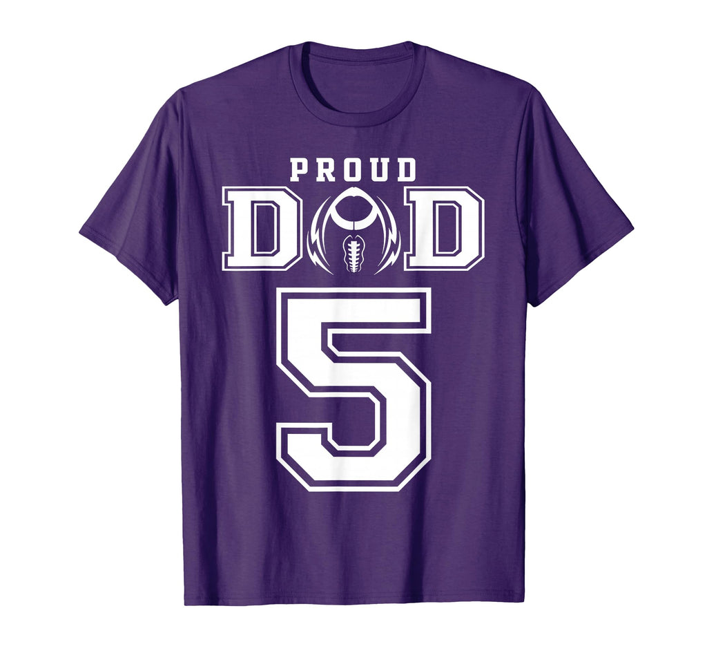 Custom Proud Football Dad Number 5 T-Shirt - Fun Novelty Design Men Women - T-Shirt, Sweatshirt, Hoodie