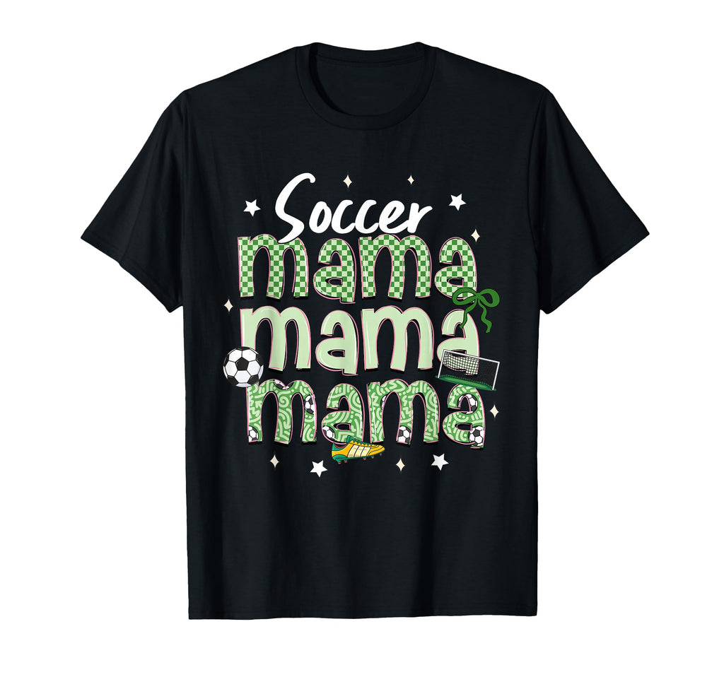 Soccer Mama Bow Checkered Soccer Lovers T-Shirt - Trendy Graphic Men Women - T-Shirt, Sweatshirt, Hoodie