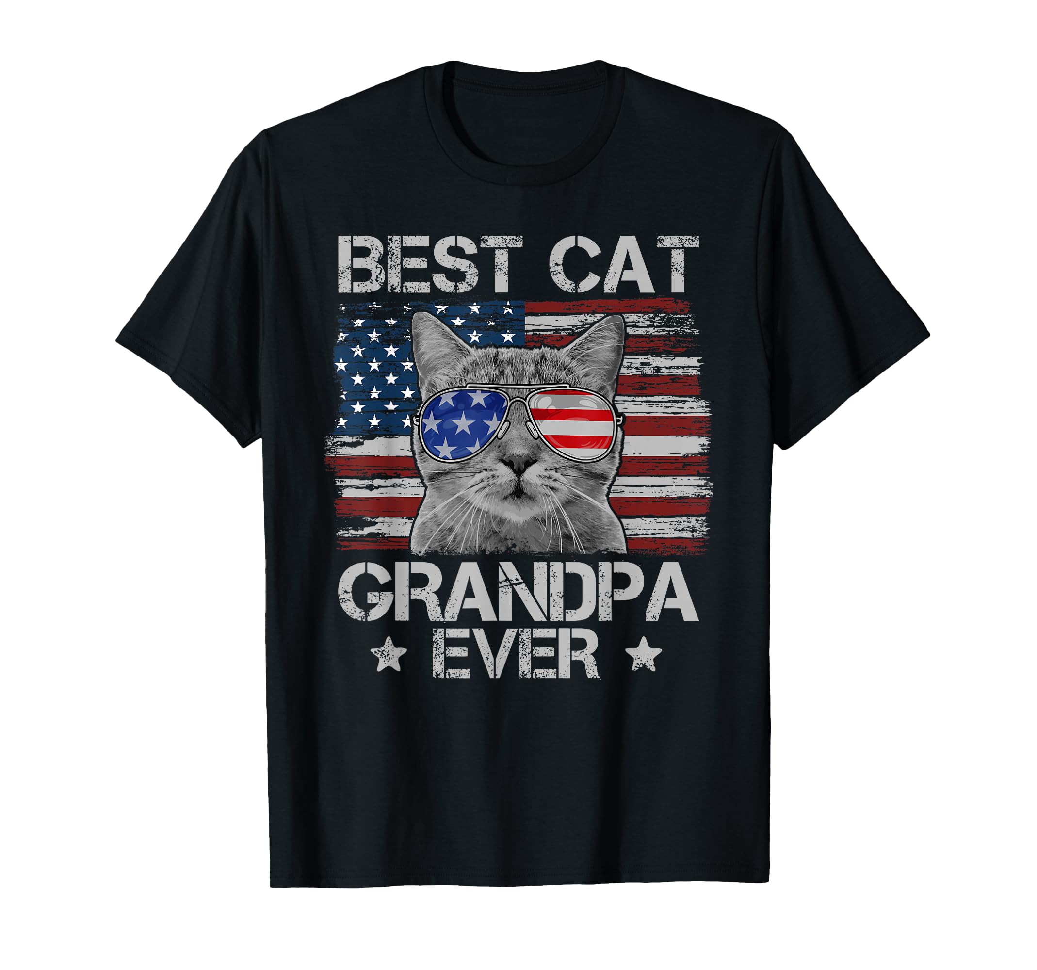 Best Cat Grandpa Ever American Flag T-Shirt - Unique Graphic Men Women - T-Shirt, Sweatshirt, Hoodie