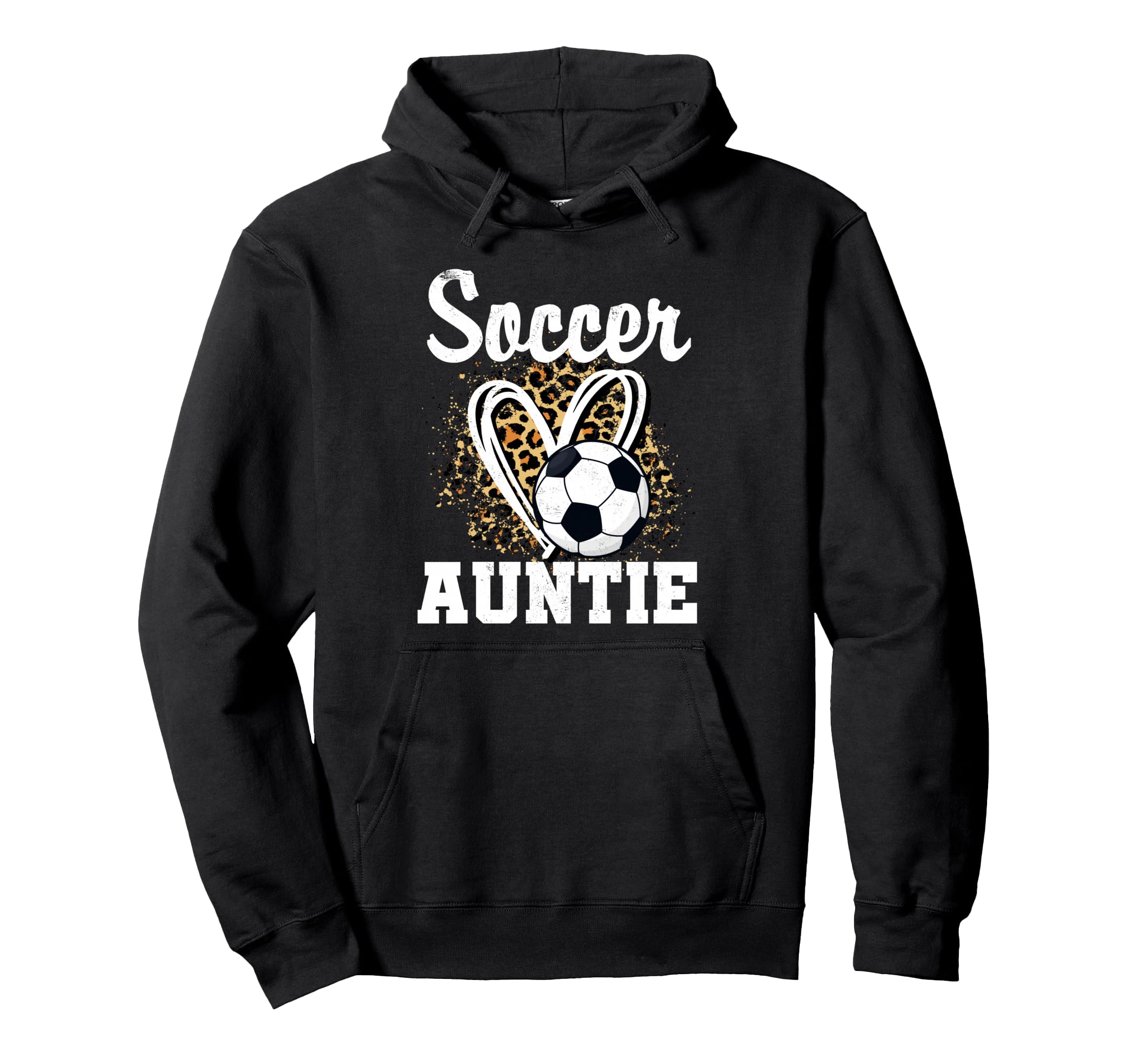 Soccer Auntie Leopard Heart Hoodie - Aesthetic Graphic Men Women - T-Shirt, Sweatshirt, Hoodie