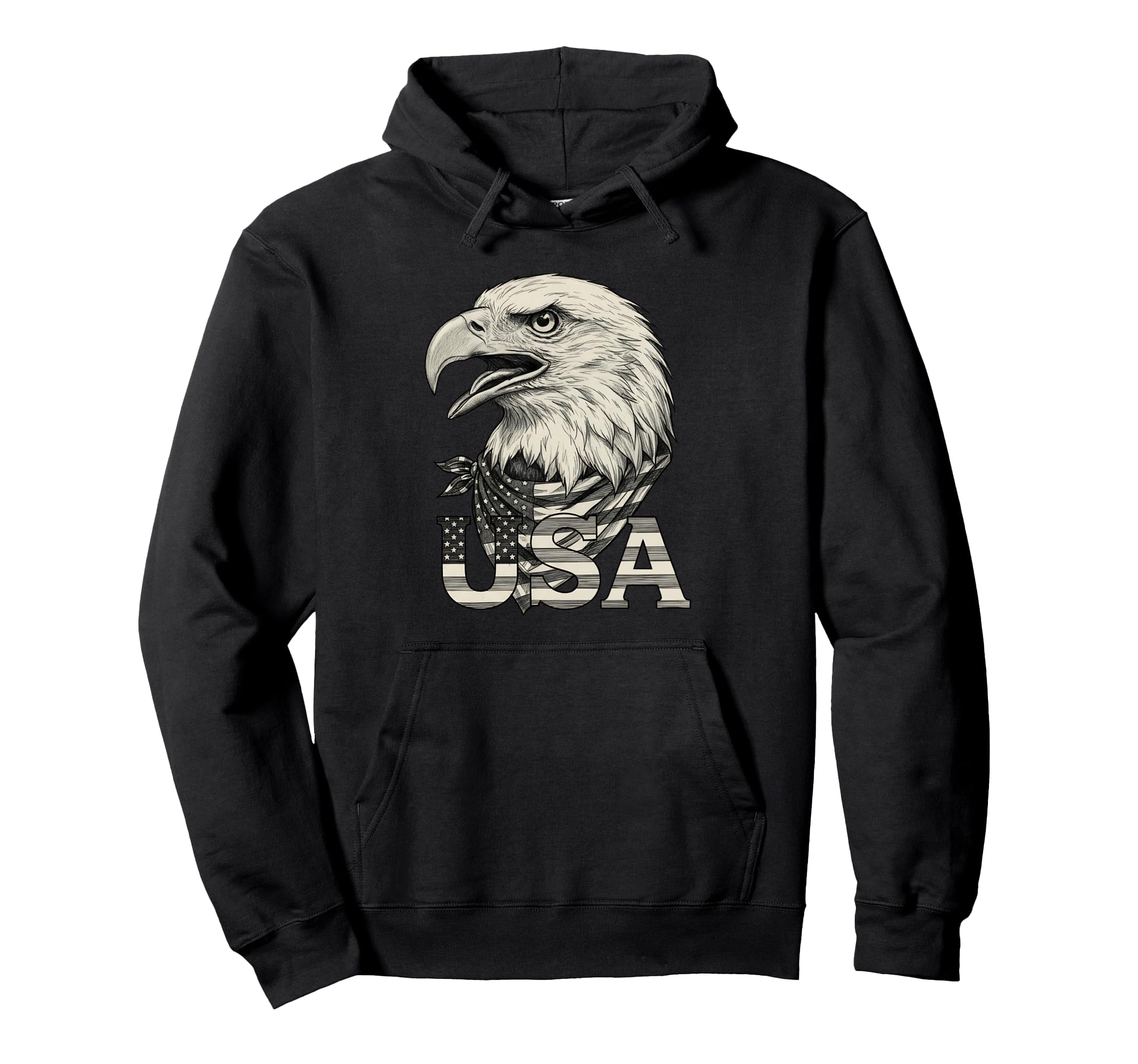 American Flag Bald Eagle Patriotic Hoodie - Fun Novelty Design for Adults - T-Shirt, Sweatshirt, Hoodie