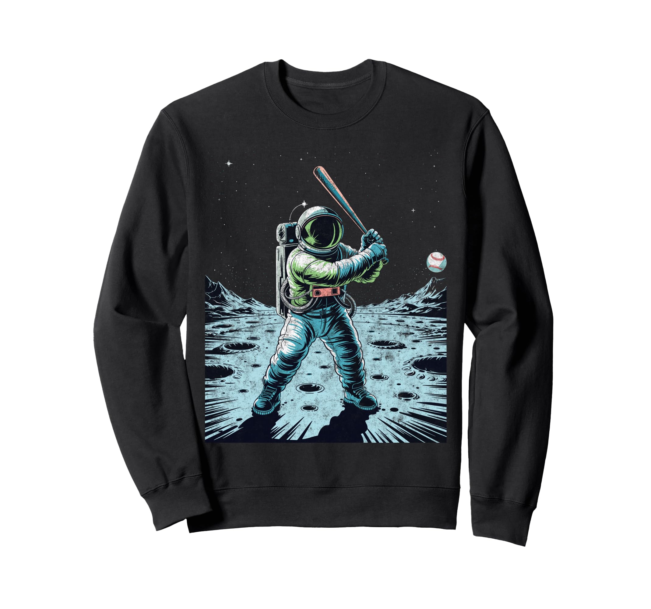 Astronaut Baseball Player Coach Sweatshirt - Minimalist Print for Adults - T-Shirt, Sweatshirt, Hoodie