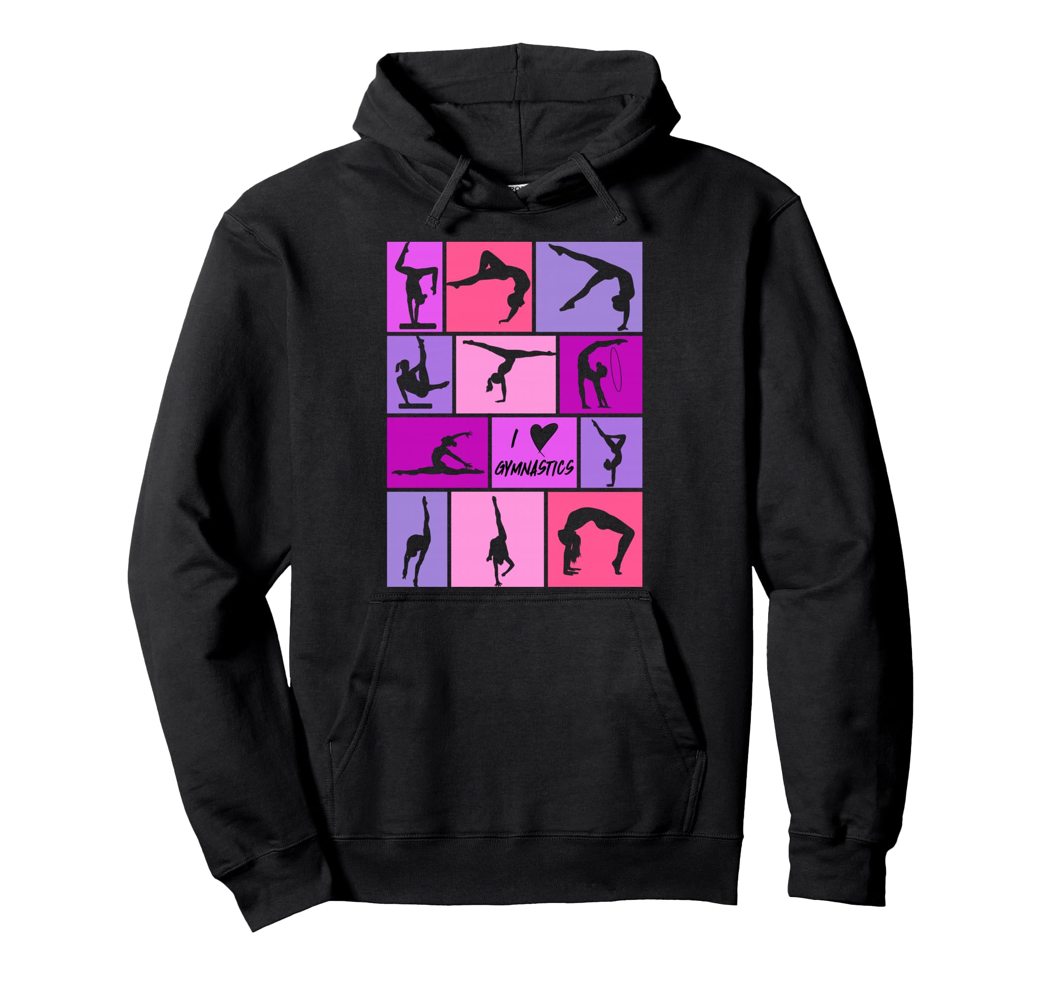 Gymnast Silhouette I Love Rhythmic Gymnastics Hoodie - Graphic Print Unisex - T-Shirt, Sweatshirt, Hoodie