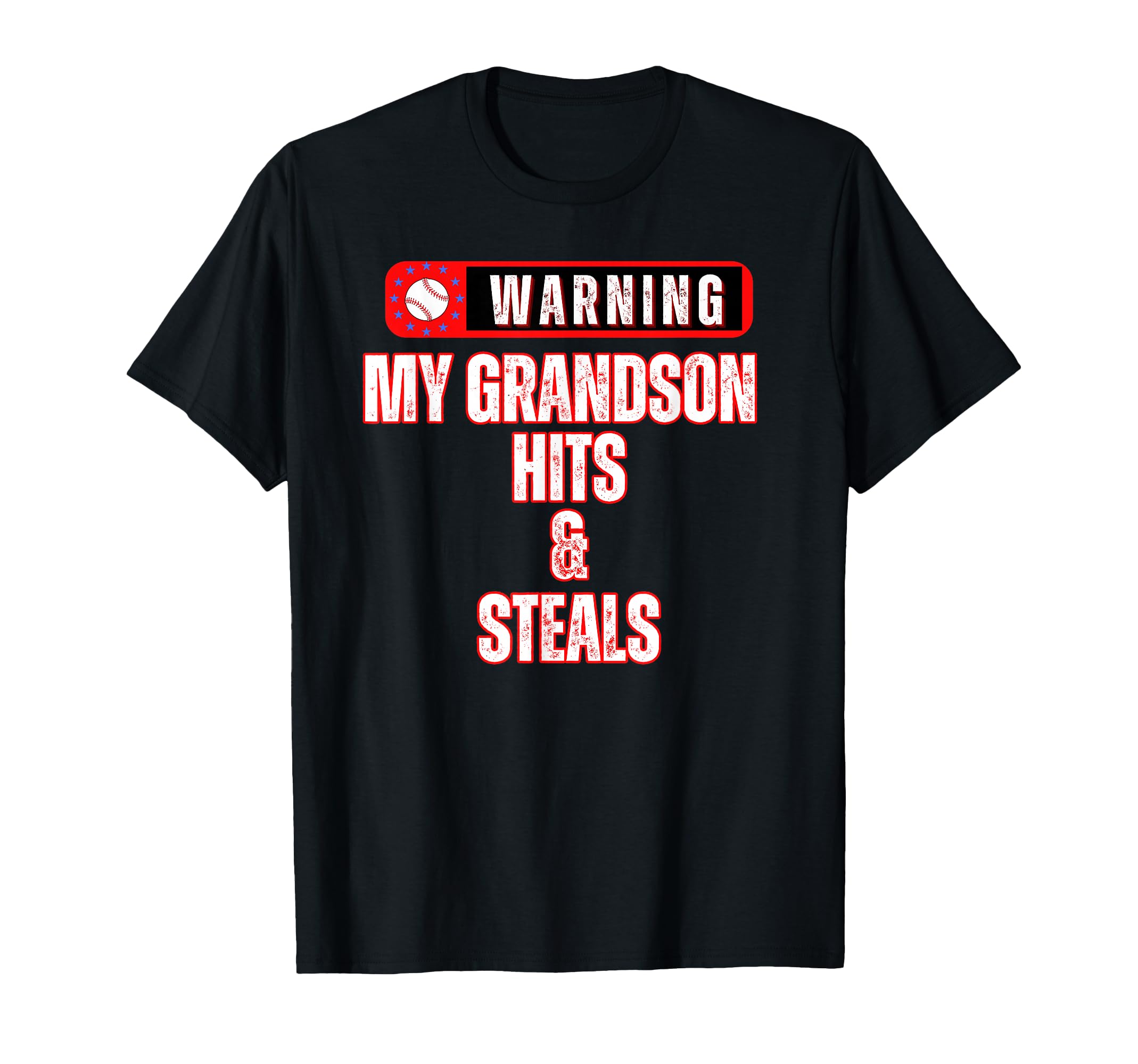 Warning My Grandson Hits Steals T-Shirt - Fun Novelty Design for Adults - T-Shirt, Sweatshirt, Hoodie
