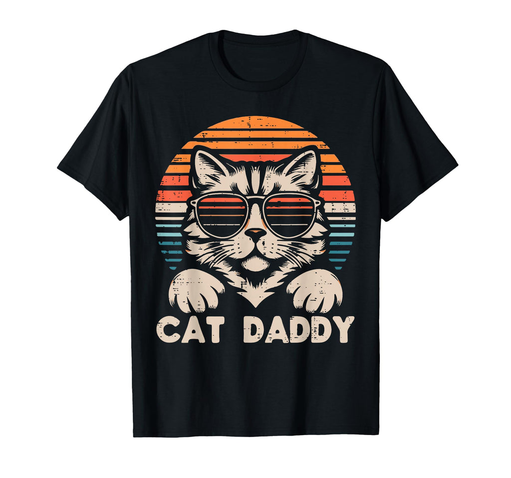Cat Daddy Sunglasses Sunset Fur Dad T-Shirt - Aesthetic Graphic Unisex - T-Shirt, Sweatshirt, Hoodie