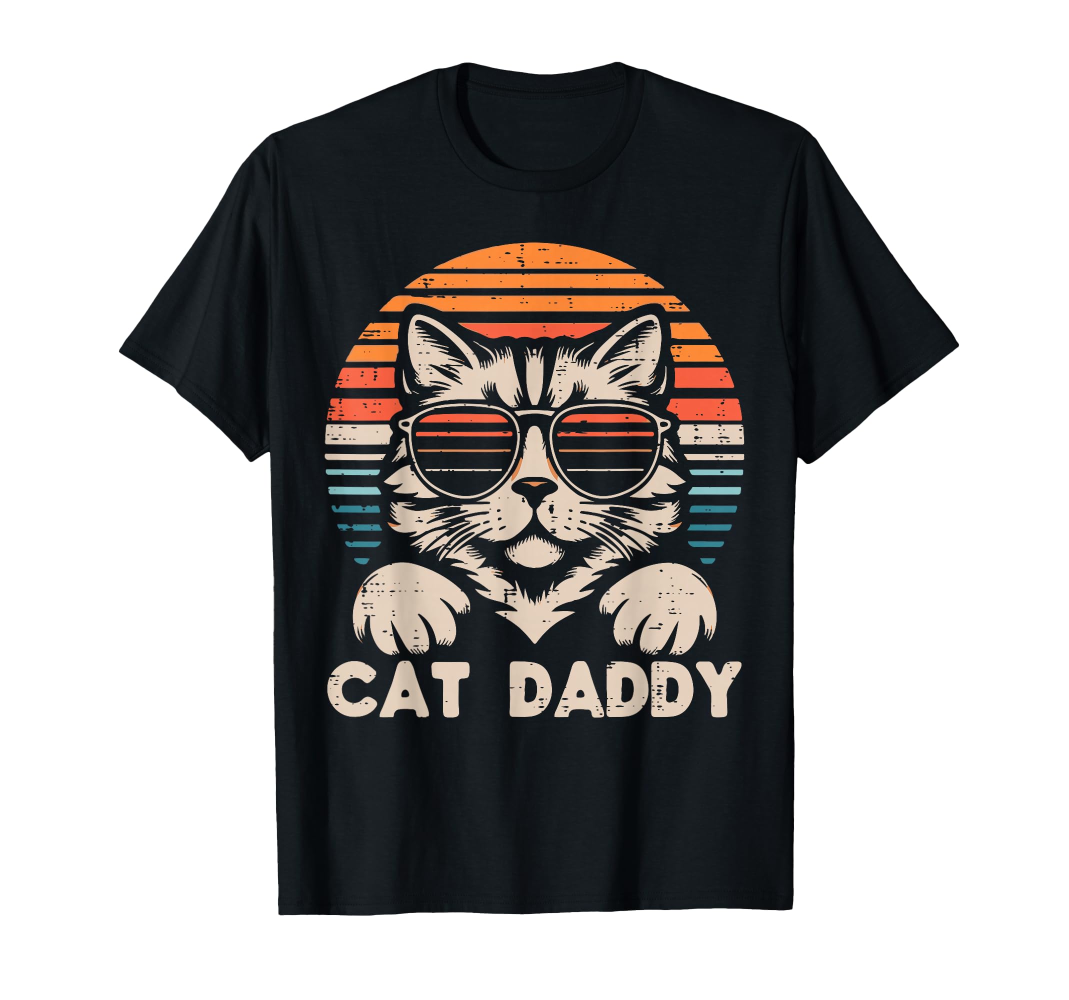 Cat Daddy Sunglasses Sunset Fur Dad T-Shirt - Aesthetic Graphic Unisex - T-Shirt, Sweatshirt, Hoodie