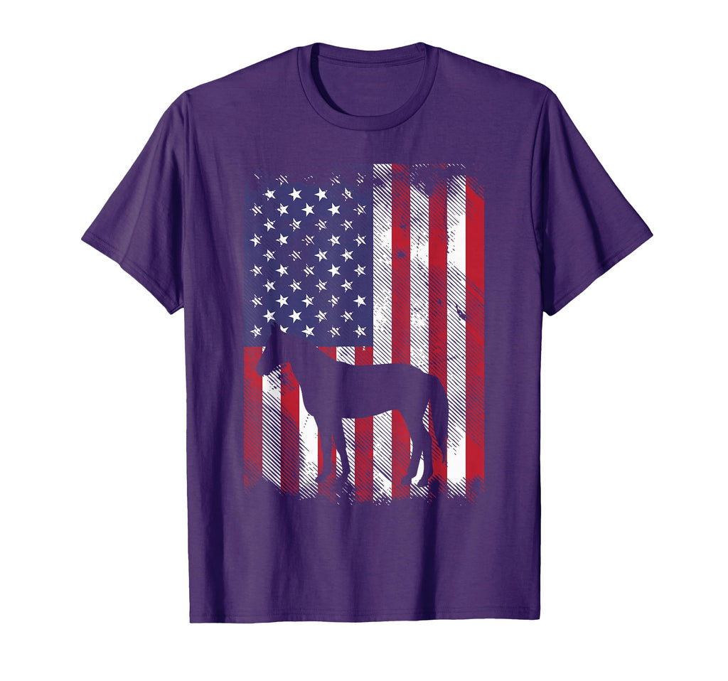 Horse Silhouette Us Flag Riding T-Shirt - Aesthetic Graphic Unisex - T-Shirt, Sweatshirt, Hoodie